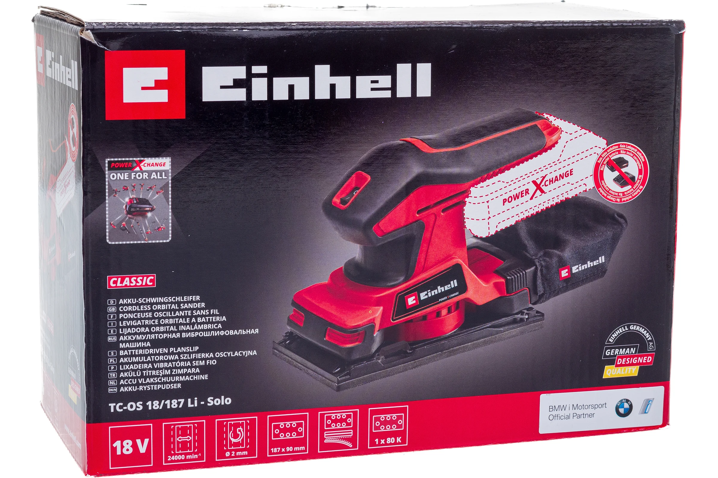 Аккумуляторная вибрационная шлифмашина  Einhell PXC TC-OS 18/187 Li-Solo 4460725