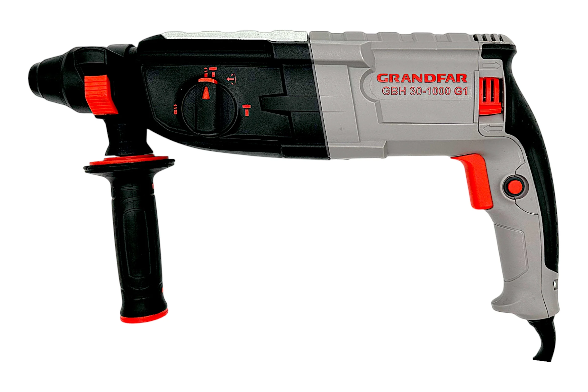 Перфоратор GRANDFAR (щетки 1 пара, зубило плоское 1 шт, пика 1 шт, бур 6/100,8/100,10/100 по 1 шт ) GBH30-1000G1