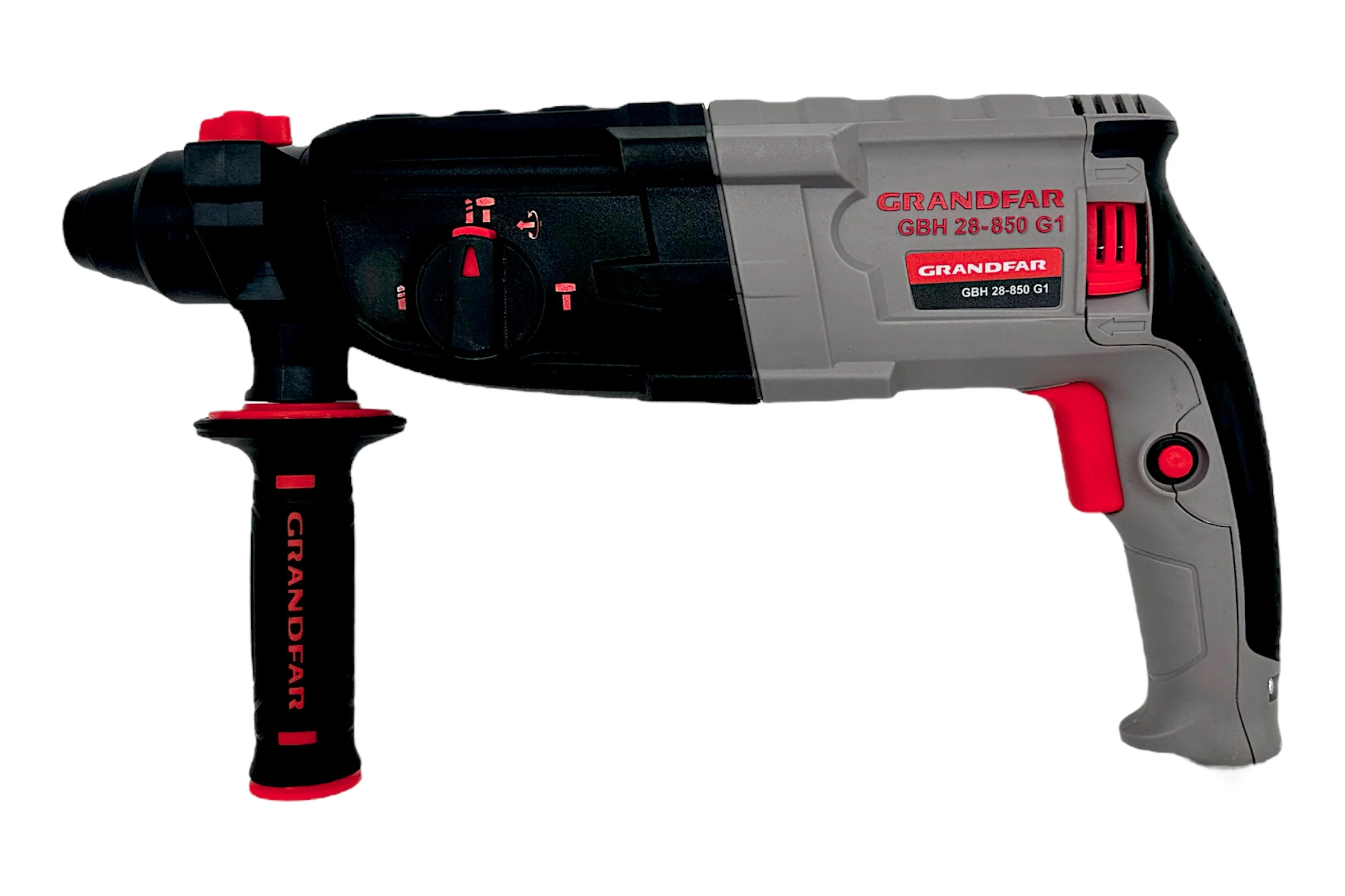 Перфоратор GRANDFAR (щетки 1 пара, зубило плоское 1 шт, пика 1 шт, бур 6/100,8/100,10/100 по 1 шт ) GBH28-850G1
