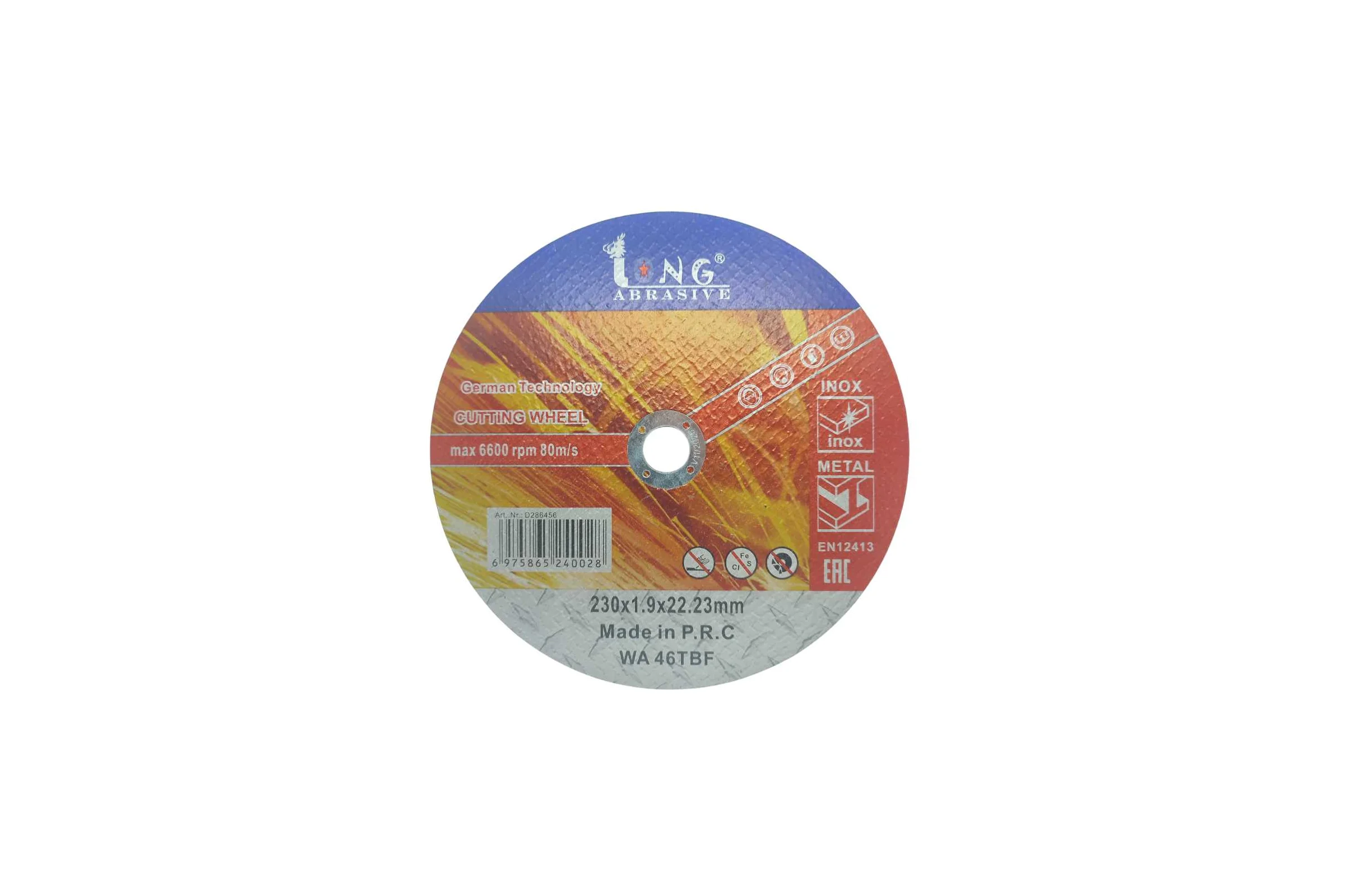 Отрезной круг по металлу Long Abrasive WA46TBF 230x1.9x22.23мм, T41 (прямой) D286456