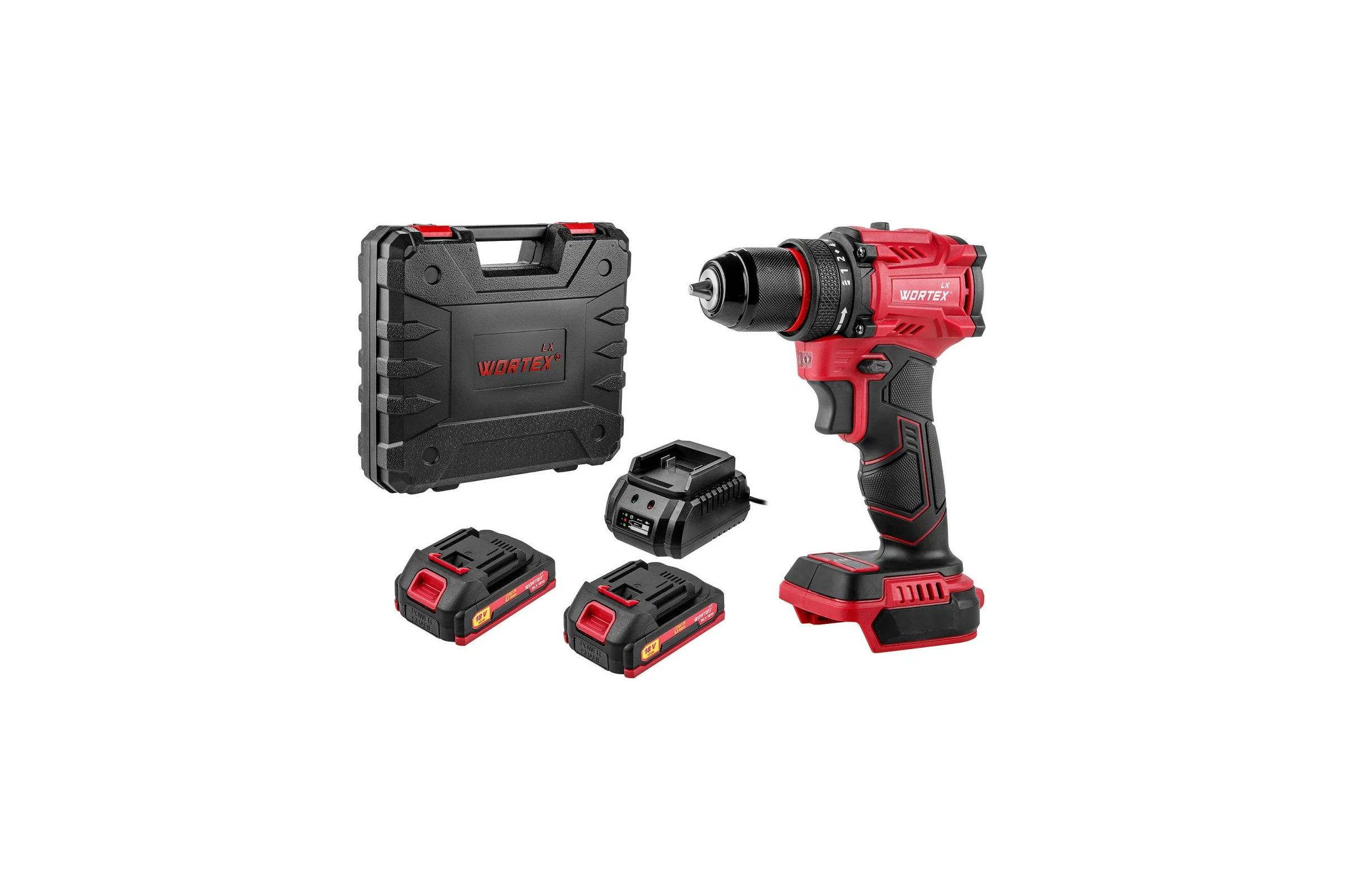 Аккумуляторная бесщеточная дрель-шуруповерт WORTEX LX BD 1815-1 Li 18В, 45 Нм, 2*1.5 Ач, патрон 10 мм, 1333697