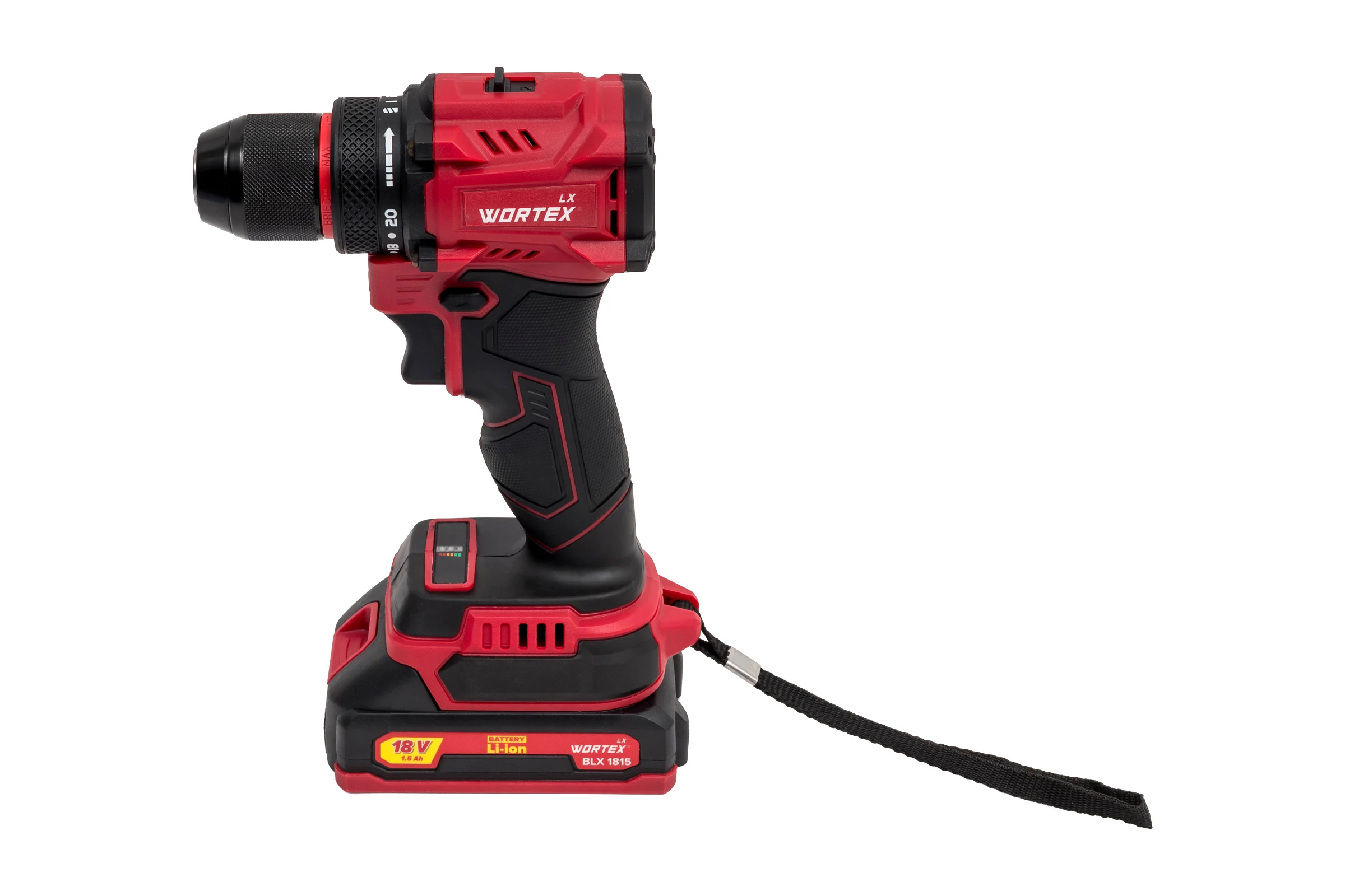 Аккумуляторная бесщеточная дрель-шуруповерт WORTEX LX BD 1815-1 Li 18В, 45 Нм, 2*1.5 Ач, патрон 10 мм, 1333697