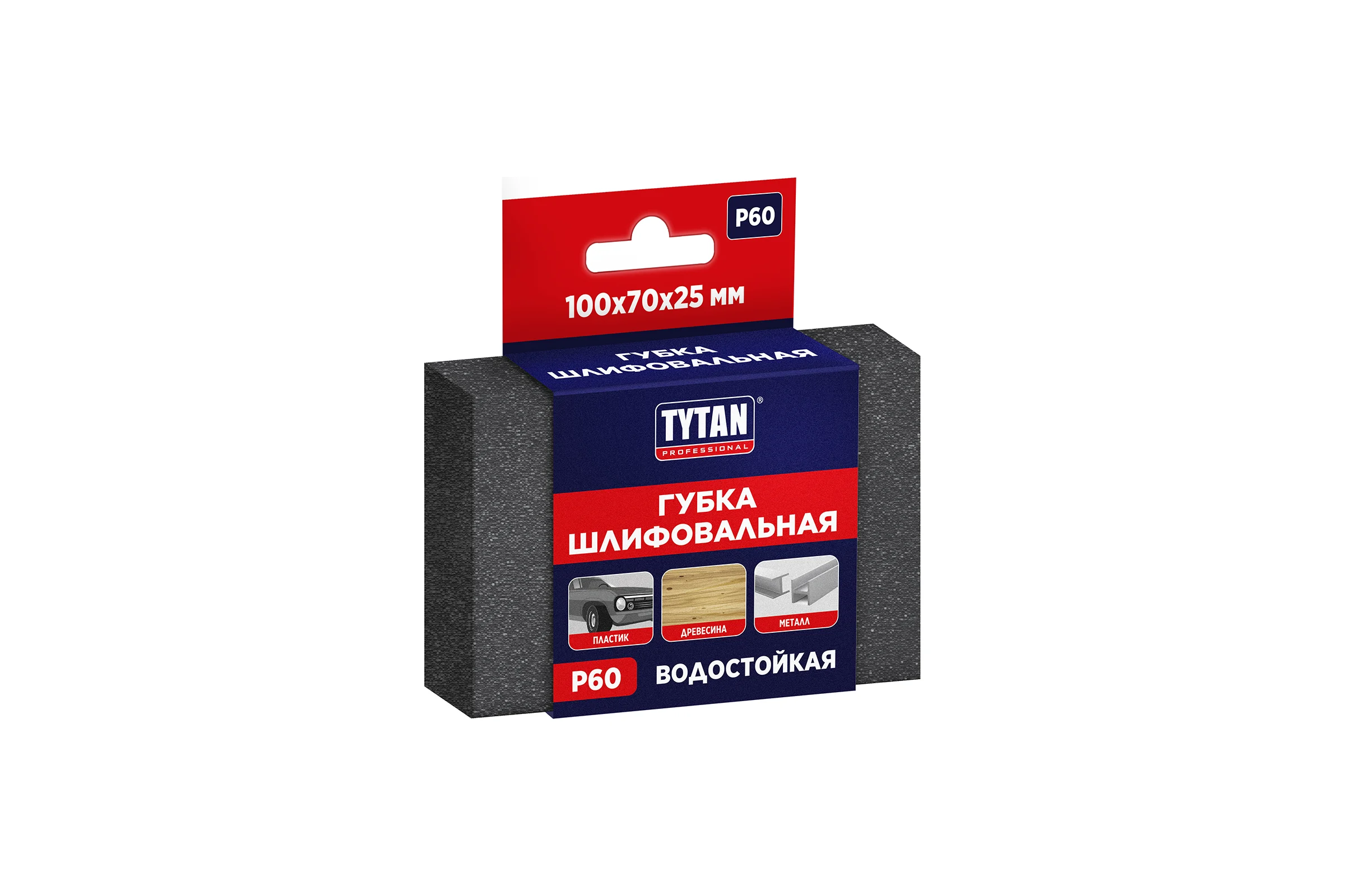 Губка шлифовальная TYTAN PROFESSIONAL 100 Х 70 Х 25 ММ, P 60 (1/500)  275966