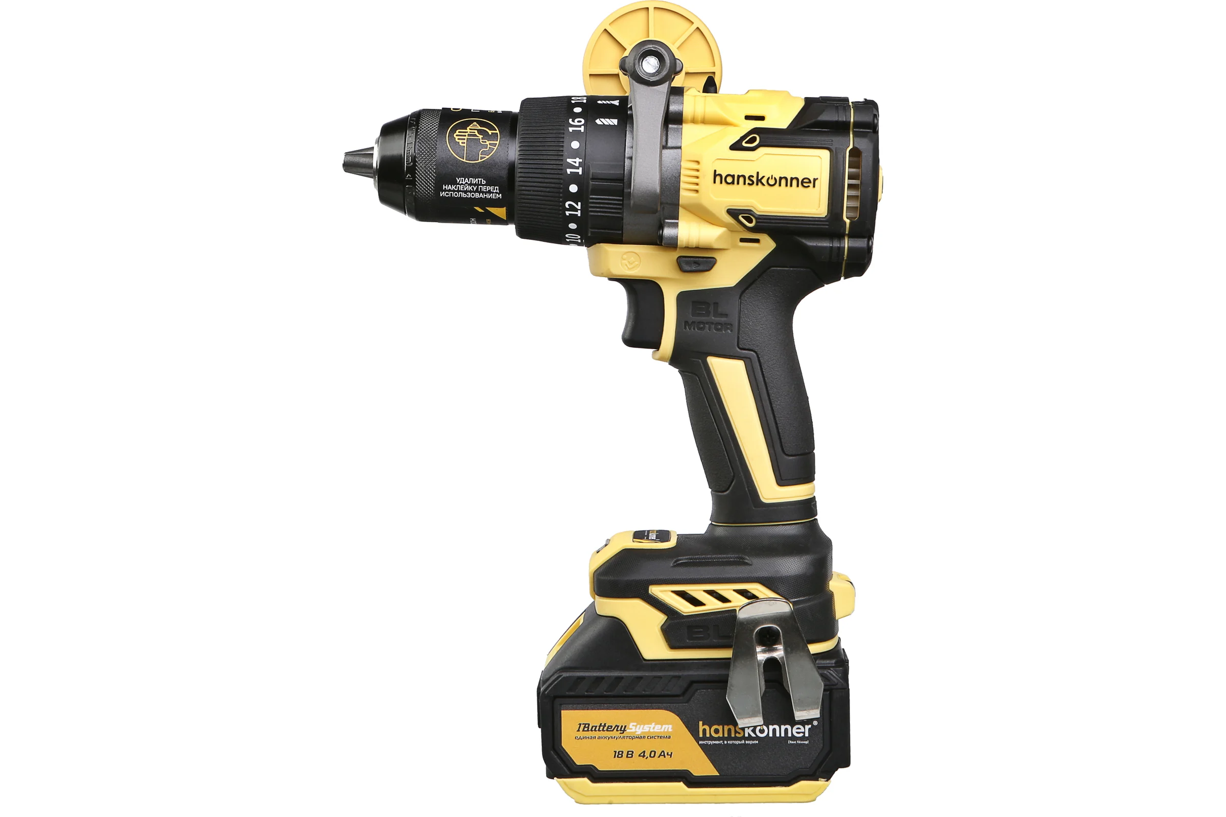 Аккумуляторная дрель Hanskonner  б/щ удар,18В,1BatterySystem,150Нм,1х4Ач, ЗУ, кейс HCD2030