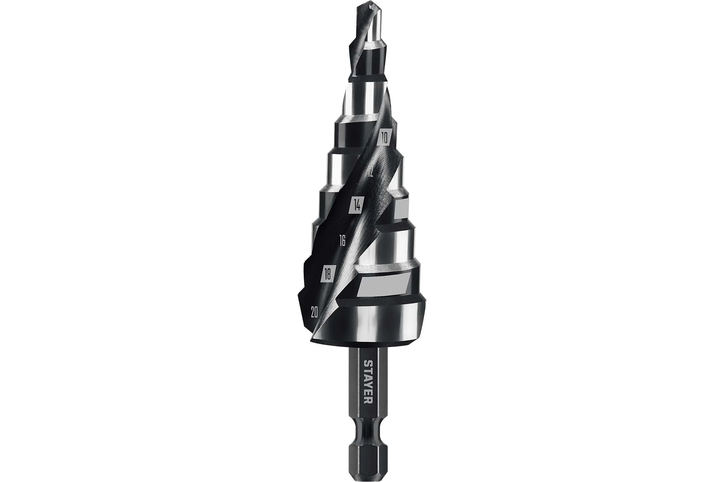 Cверло ступенчатое STAYER Pro-Max 4-20мм, 9 ступеней, винтовая спираль 29661-4-20-9