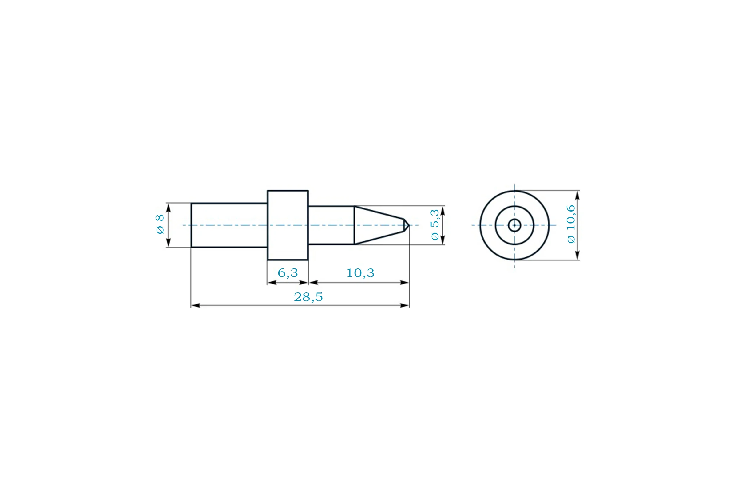 Термосверло H-Tools М6 шаг 1.0мм 5.3x10.3/28,5мм S=8мм 3650530