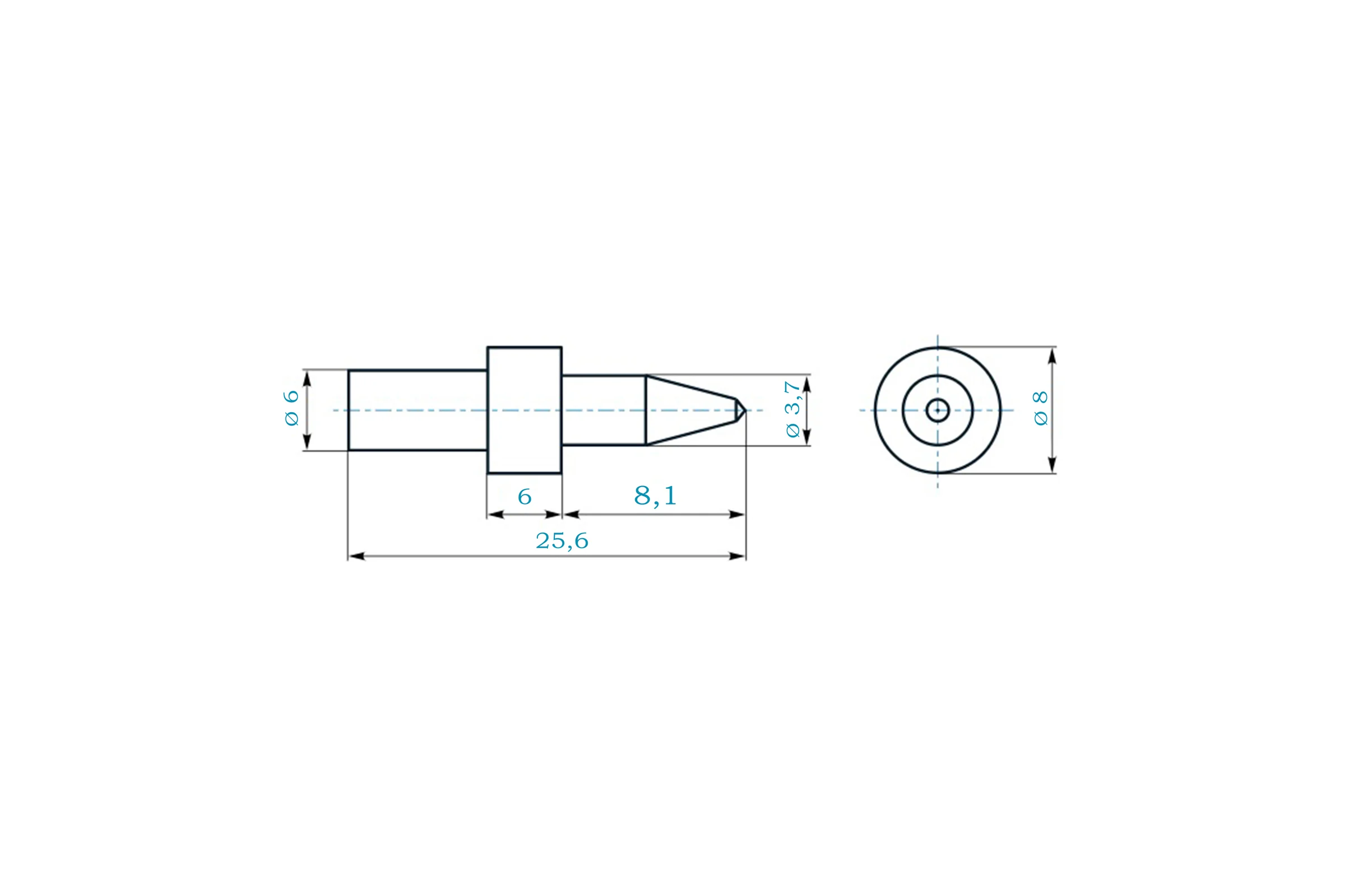 Термосверло H-Tools М4 шаг 0.7мм 3.7x8.1/25,6мм S=6мм 3650370