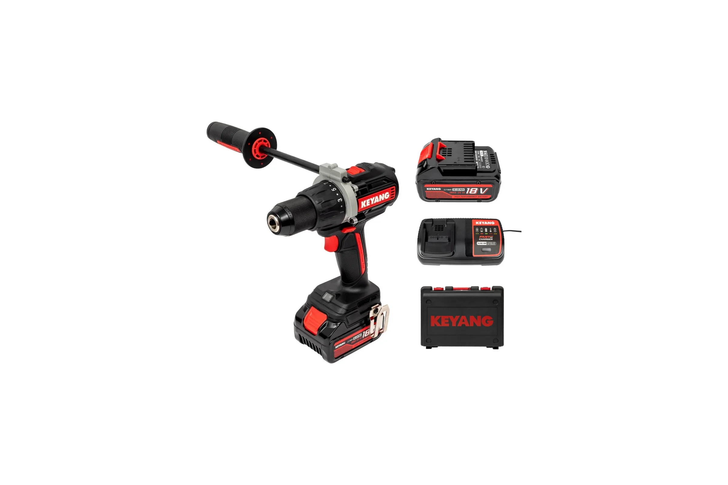 Аккумуляторная ударная дрель-шуруповерт KEYANG 2 АКБ 5 А*ч DM20BLH-100E (Set)
