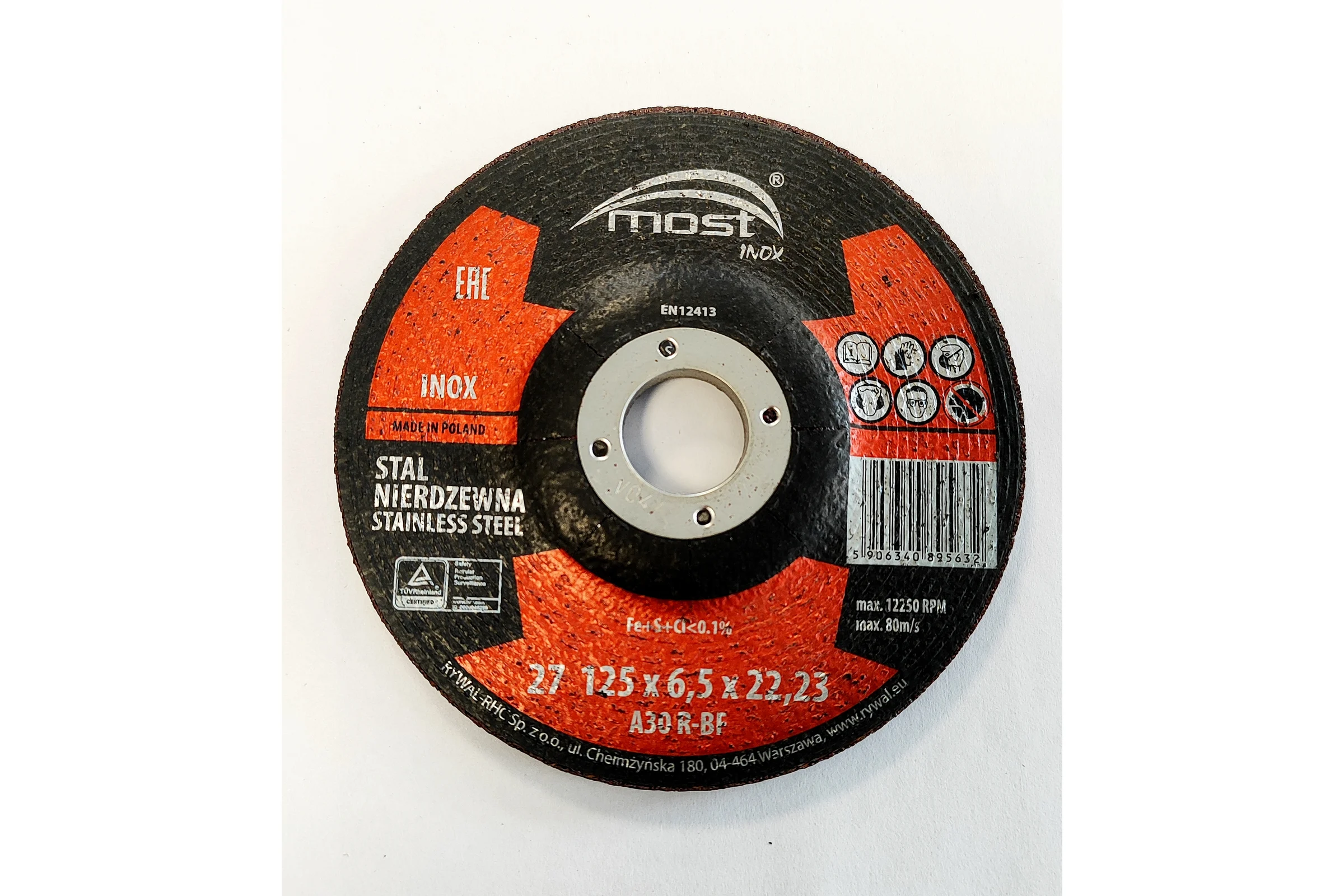 Круг шлифовальный MOST 125x6.5x22 Standard INOX 27 (упаковка 10шт.) 9421412500