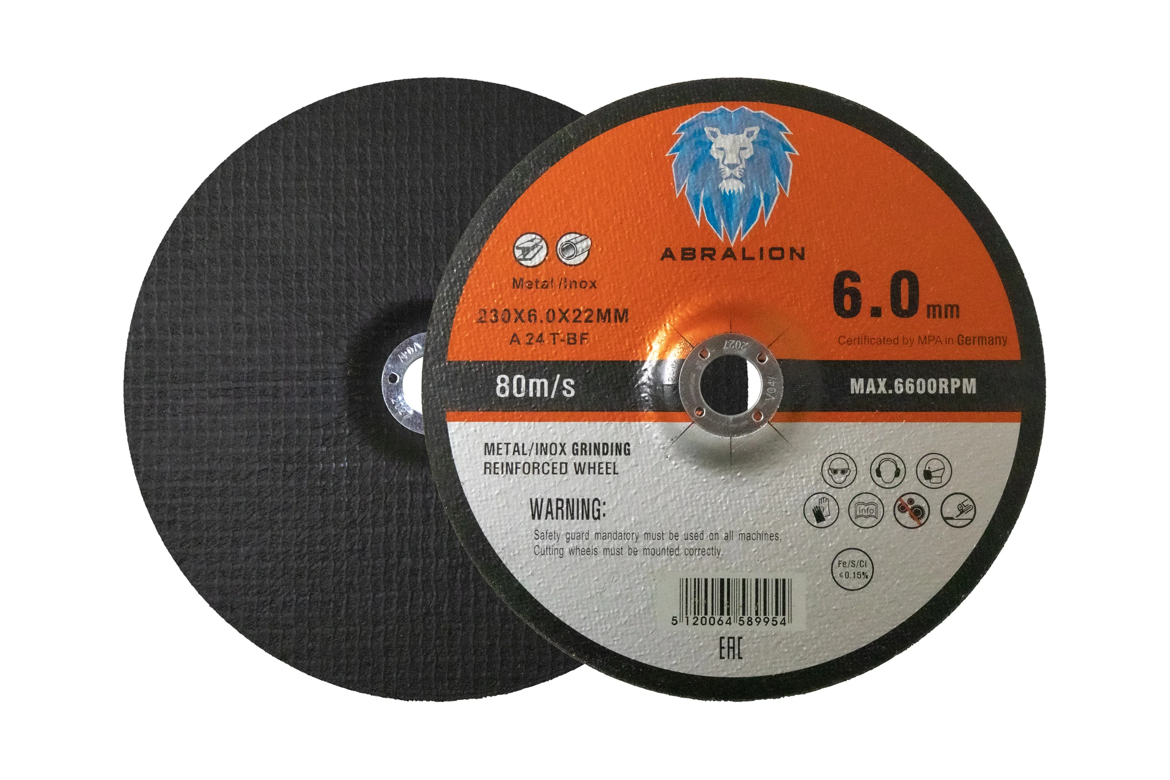 Диск обдирочный ABRALION 230x6x22,23 A24 T- BF металл/нерж. (10шт) 9954