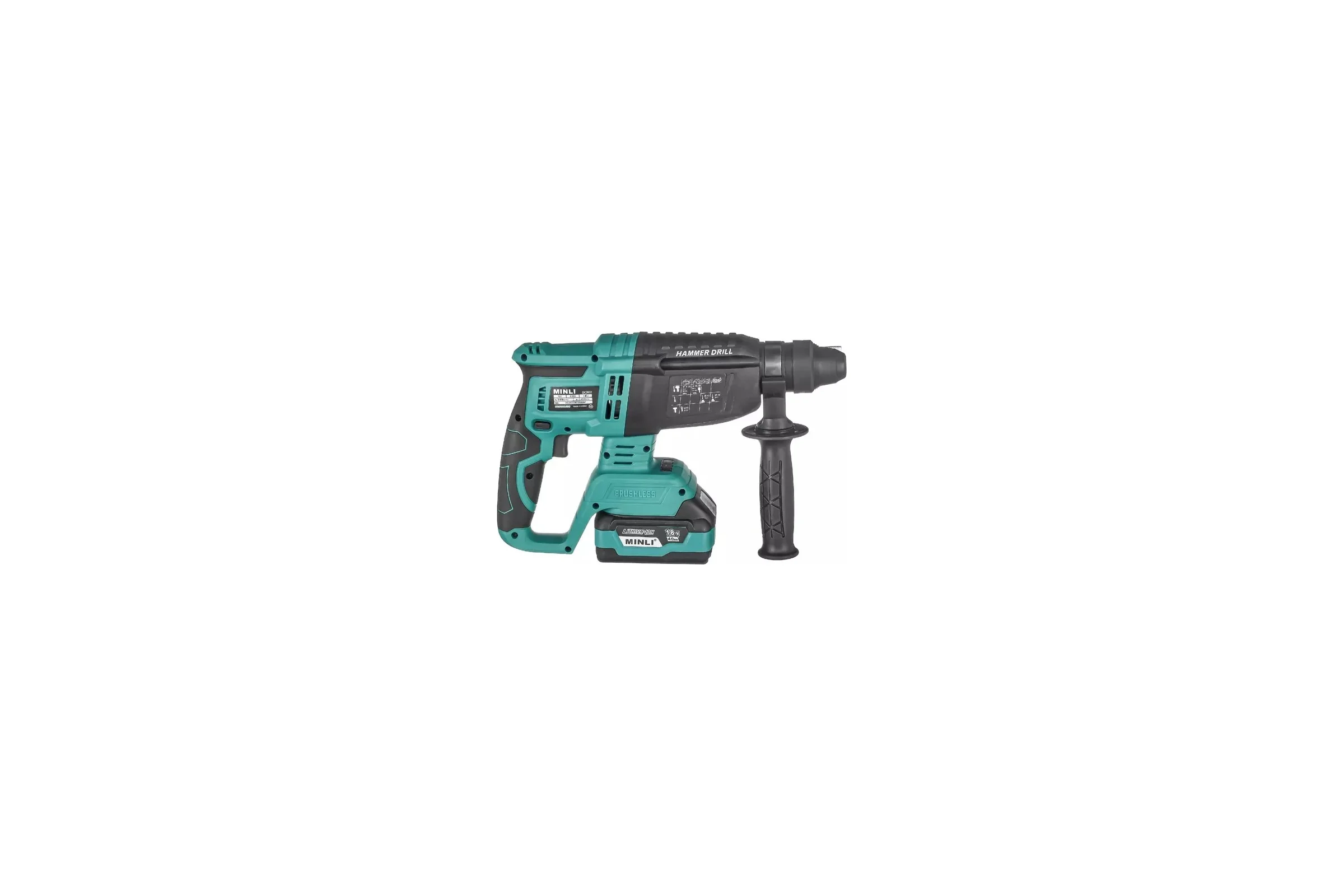 Бесщеточный аккумуляторный перфоратор MINLI 26мм. 1.87N.m Li-ion 18Vx2 / 4.0A DC2602