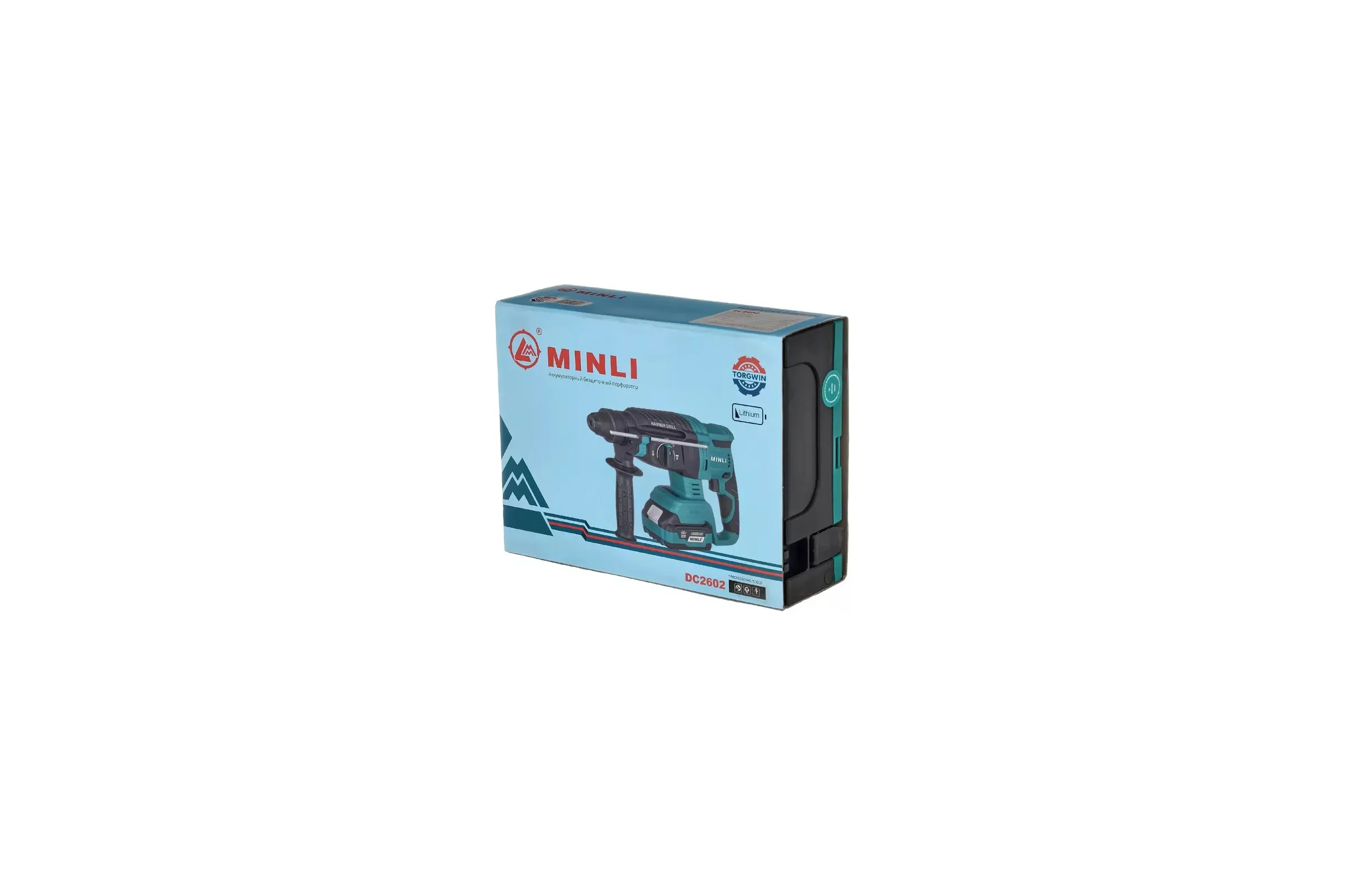 Бесщеточный аккумуляторный перфоратор MINLI 26мм. 1.87N.m Li-ion 18Vx2 / 4.0A DC2602