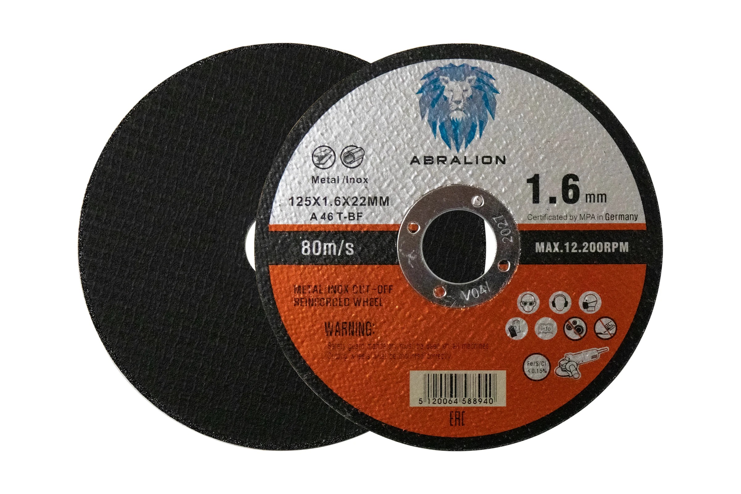 Отрезной круг ABRALION 125x1.6x22мм, А60 T-BF, металл/нерж. (50шт) 8940