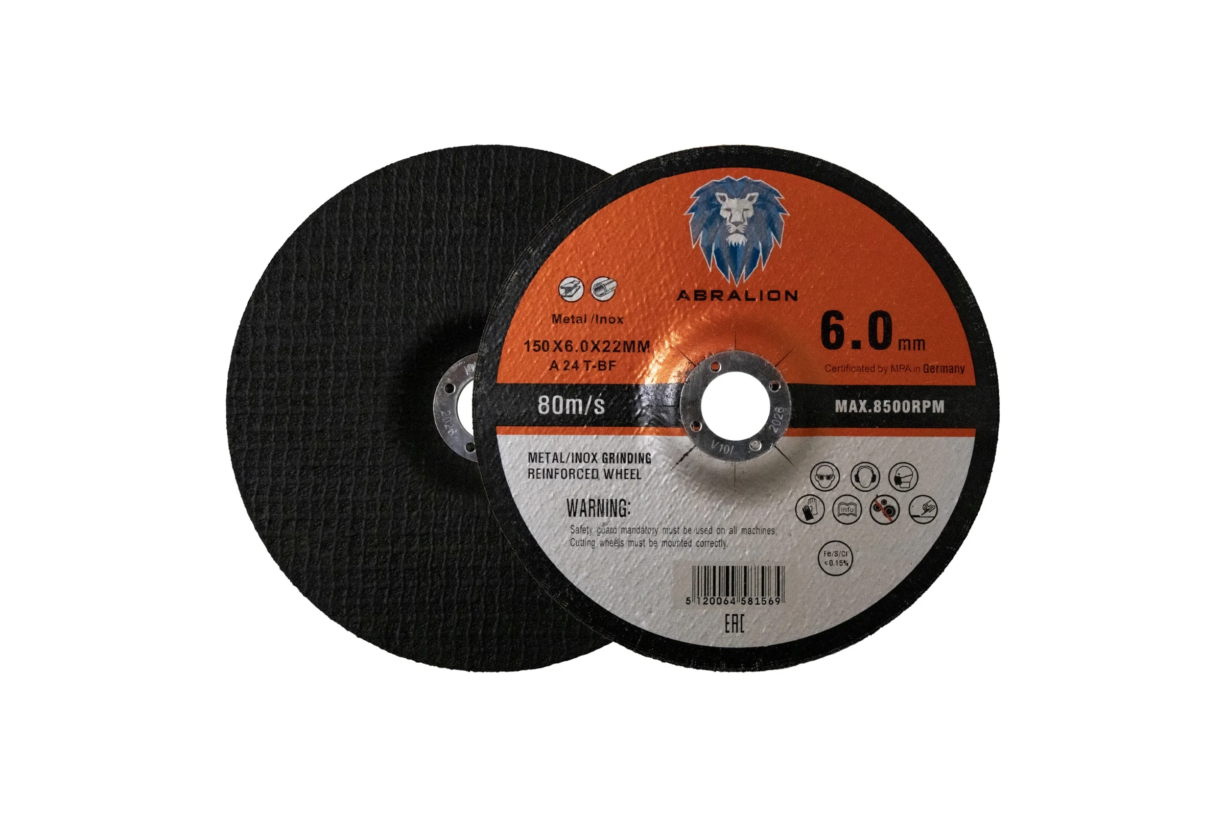 Диск обдирочный ABRALION 150x6.0x22.23 A24 T- BF металл/нерж. (25шт) 1569