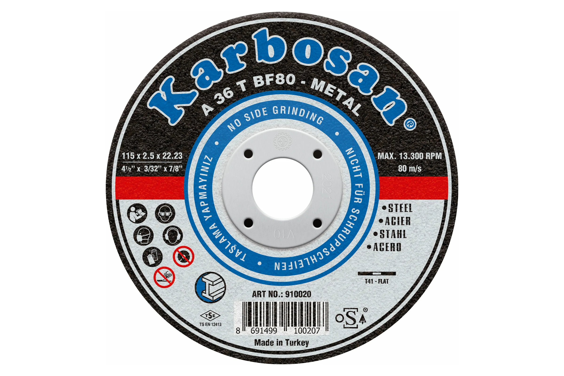 Диск отрезной по металлу 115х2.5х22 мм Karbosan KAR-910020