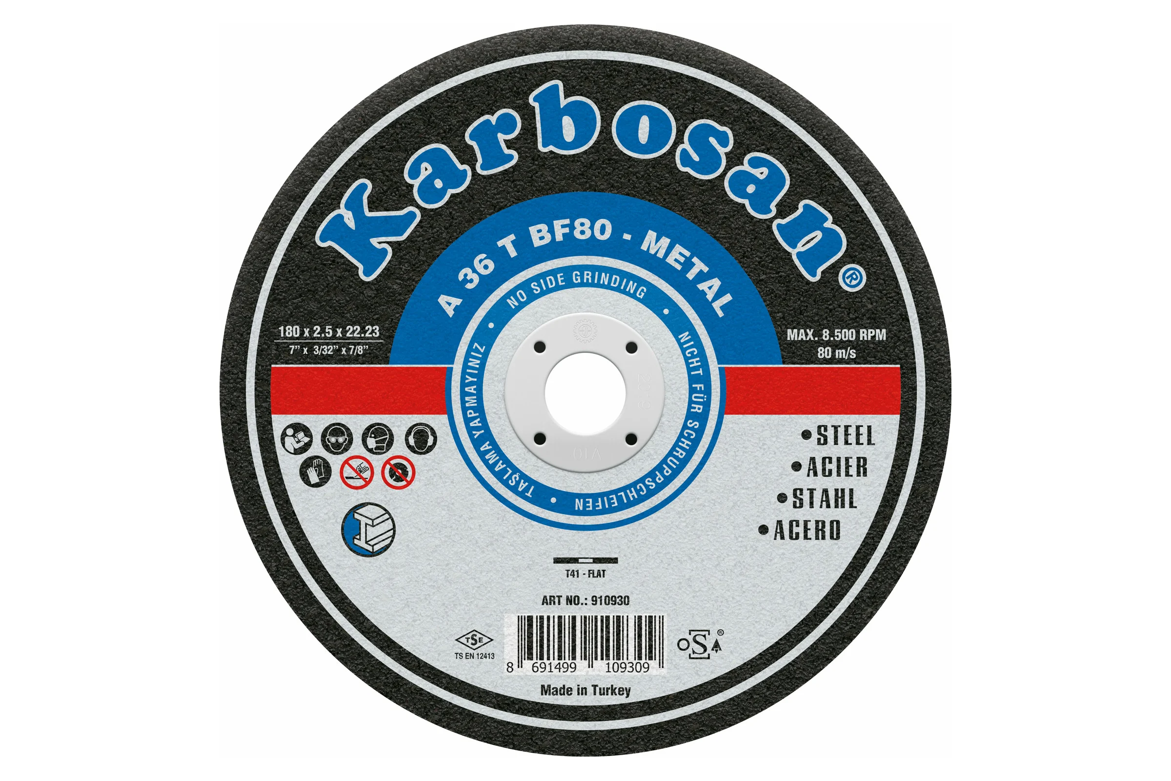 Диск отрезной по металлу 180х2.5х22 мм Karbosan  KAR-910930