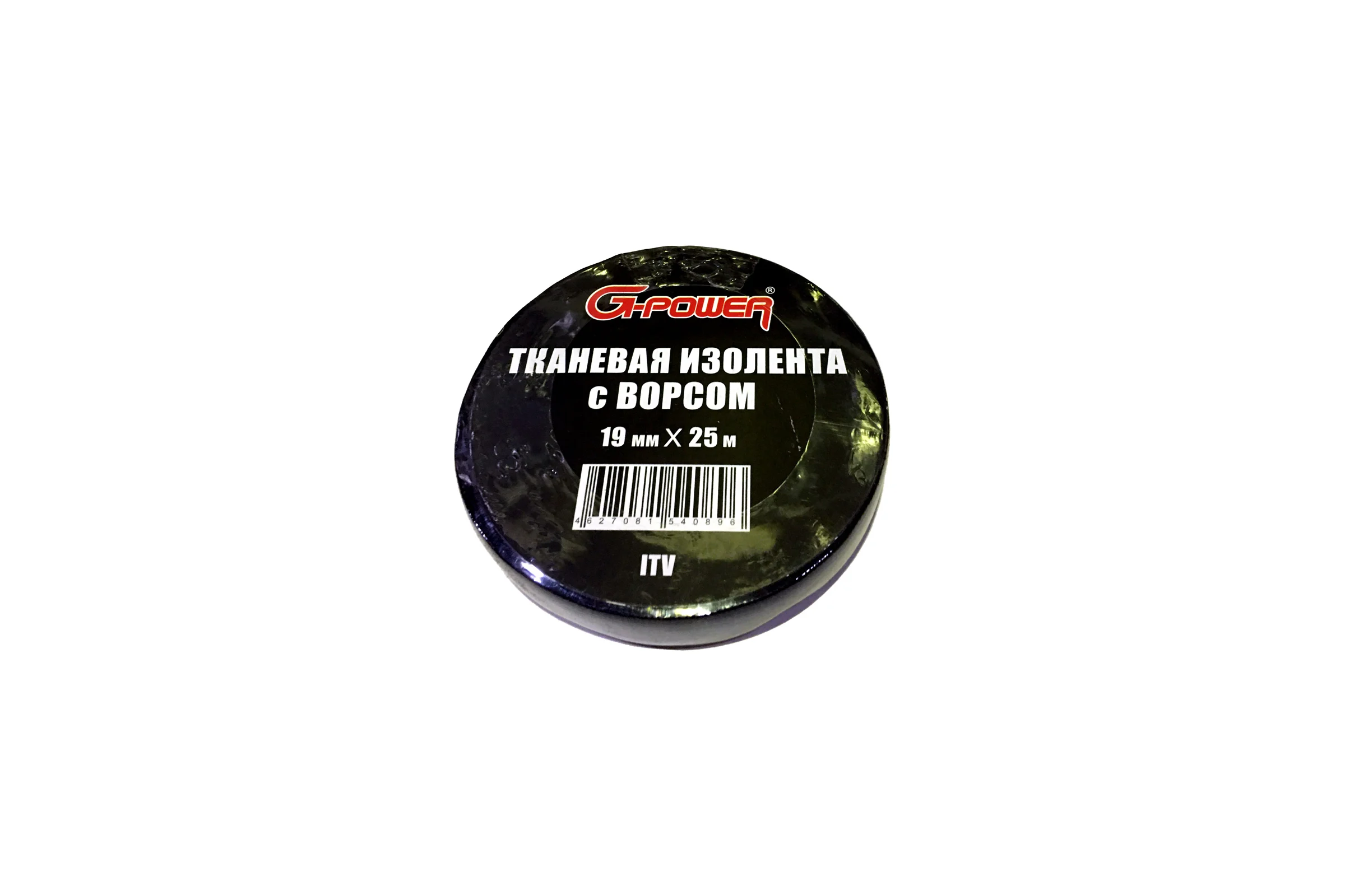 Тканевая изолента G-POWER с ворсом, 19мм х 25м, цвет: черный ITV