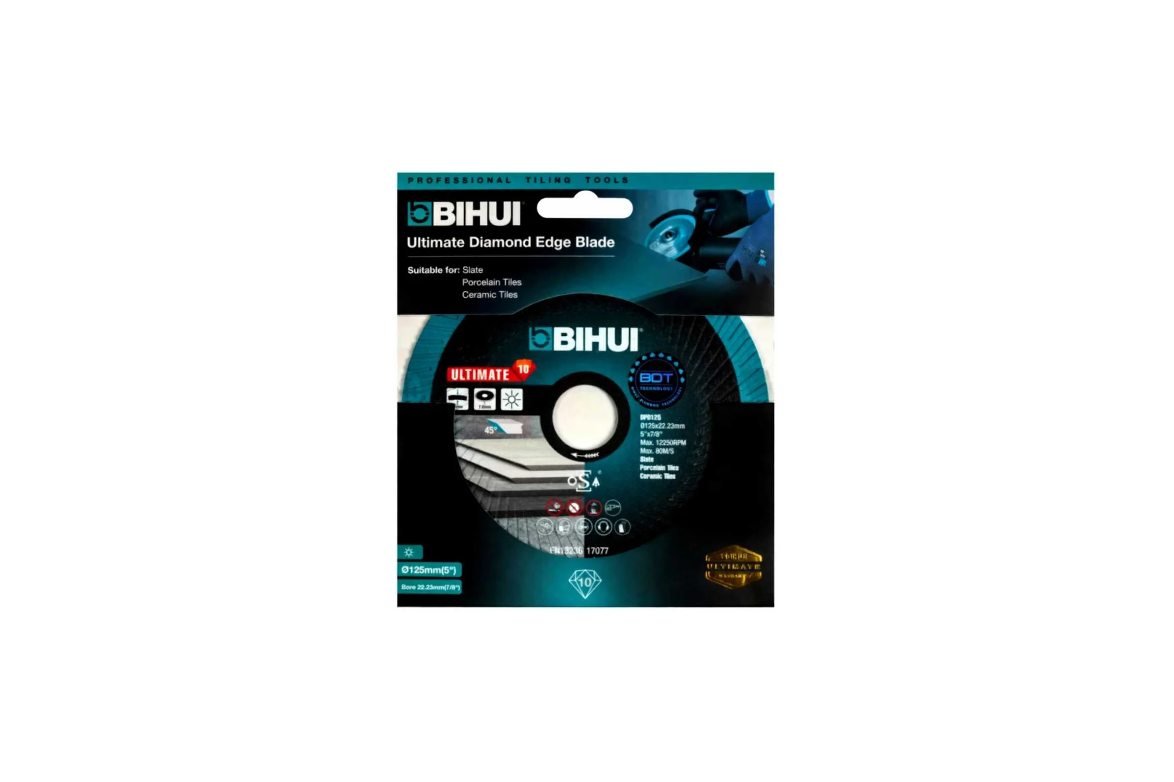 Диск алмазный BIHUI Ultimate Edge 125мм, толщина 1.6мм, для резки и заусовки плитки под 45 DPD125