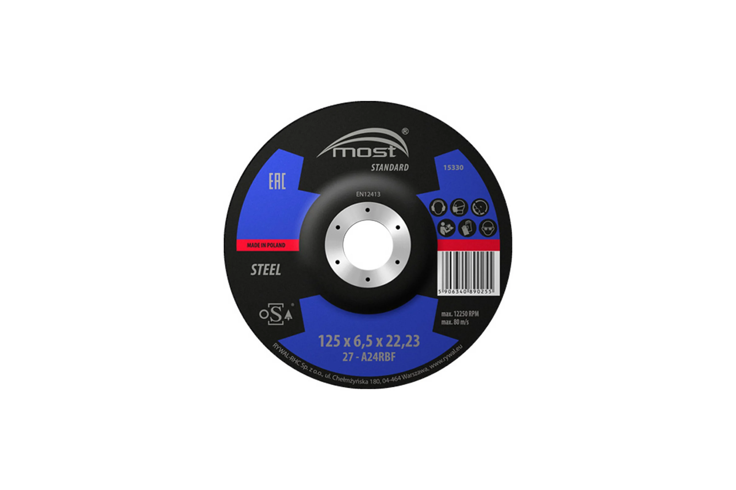Круг шлифовальный MOST 125x6.5x22 Standard STEEL, 10 шт 9421125000