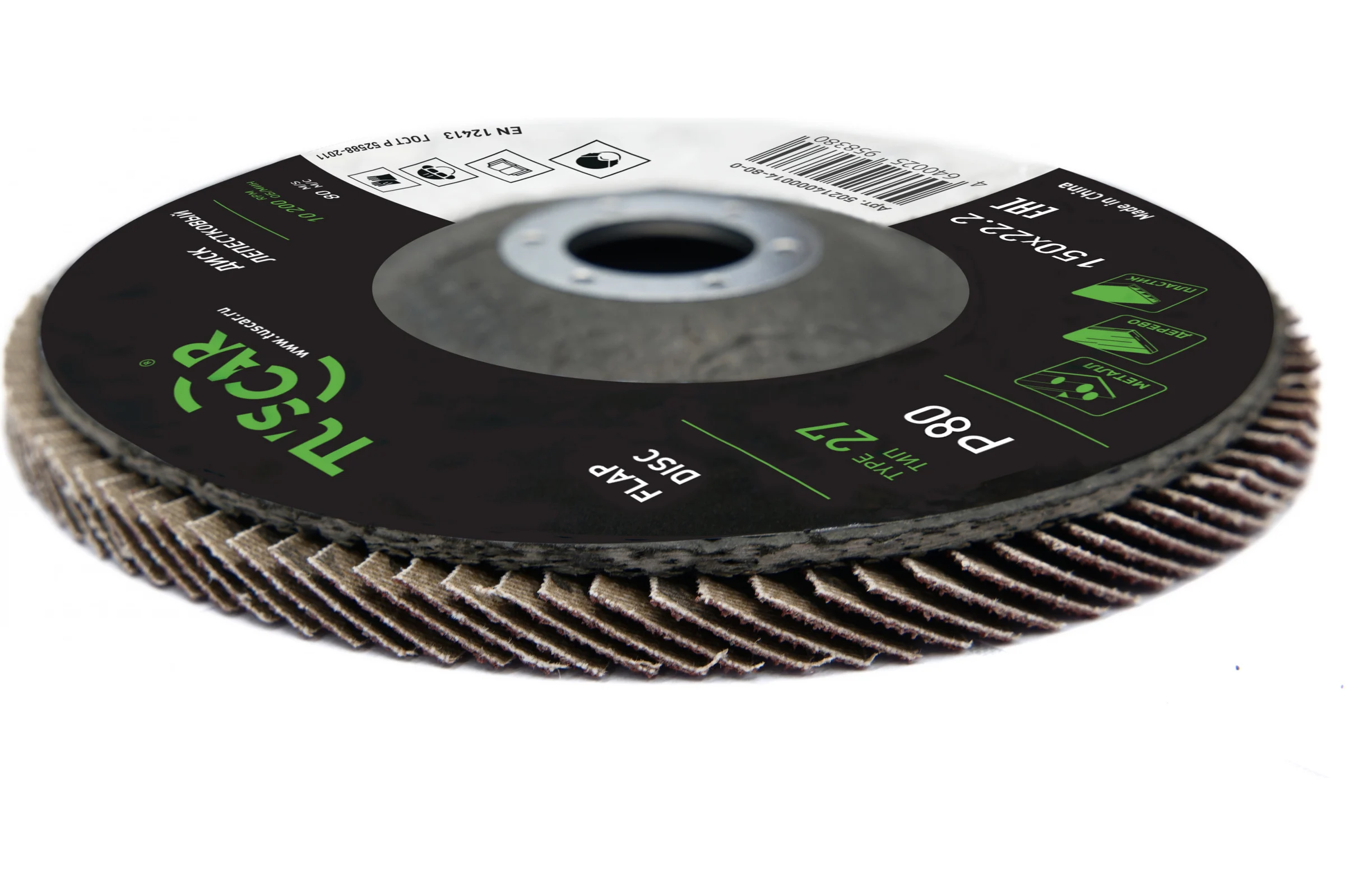 Диск лепестковый торцевой TUSCAR 150х22.2-T27, P 80, универсальный (10 штук) 50214000014-80-0