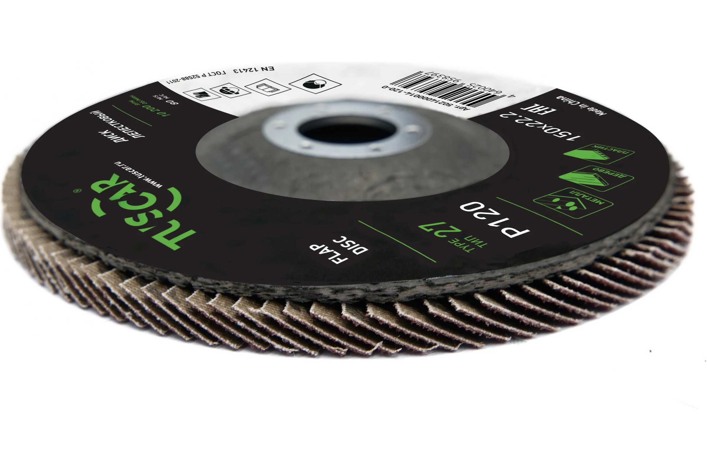 Диск лепестковый торцевой TUSCAR 150х22.2-T27, P120, универсальный (10 штук) 50214000014-120-0