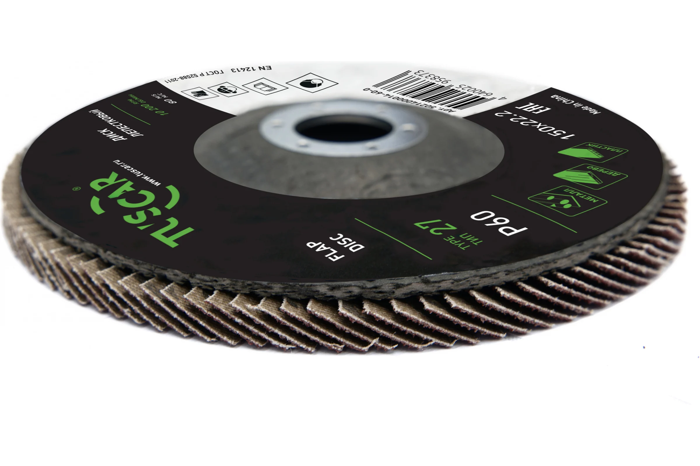 Диск лепестковый торцевой TUSCAR 150х22.2-T27, P 60, универсальный (10 штук) 50214000014-60-0