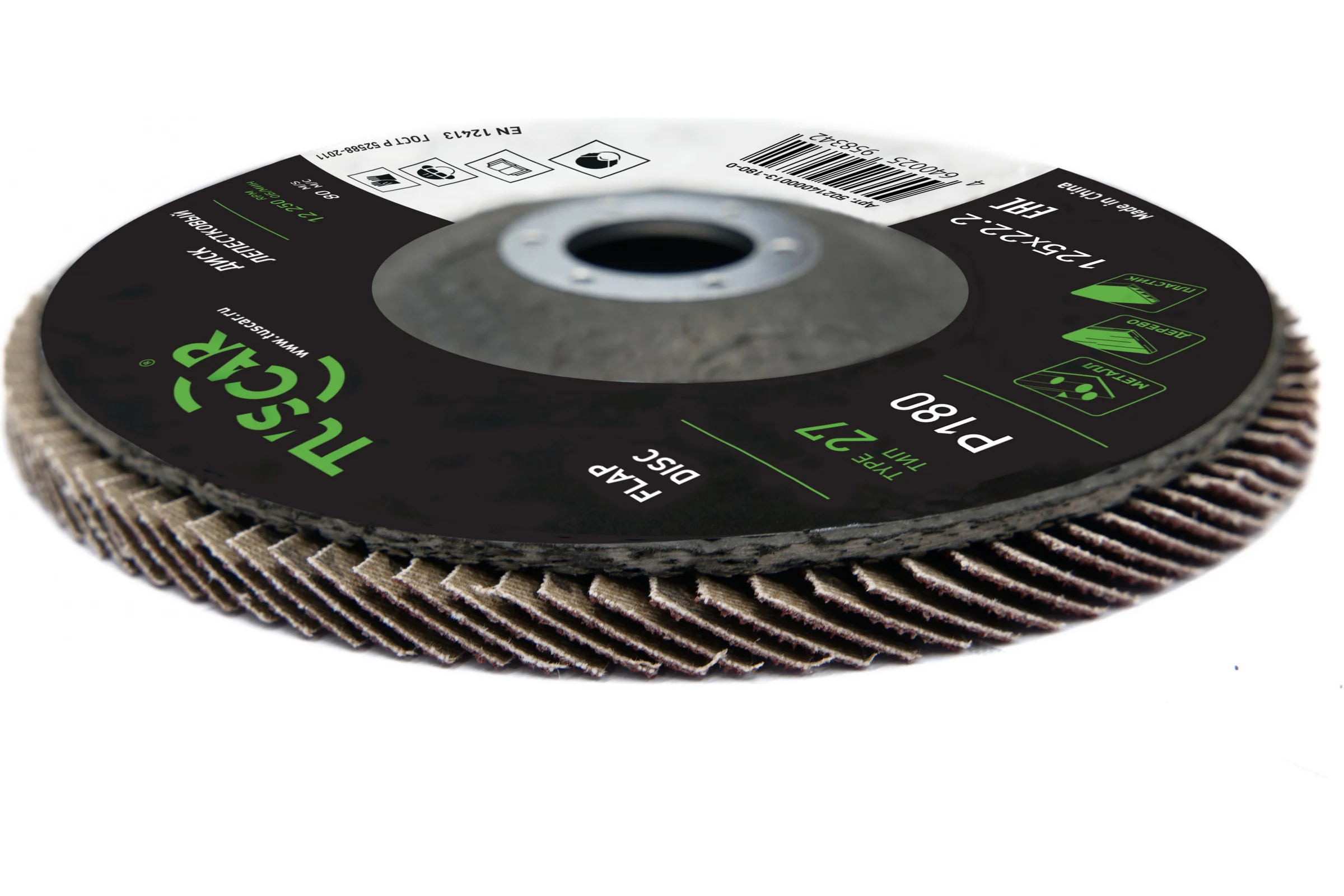 Диск лепестковый торцевой TUSCAR 125х22.2-T27, P180, универсальный (10 штук) 50214000013-180-0