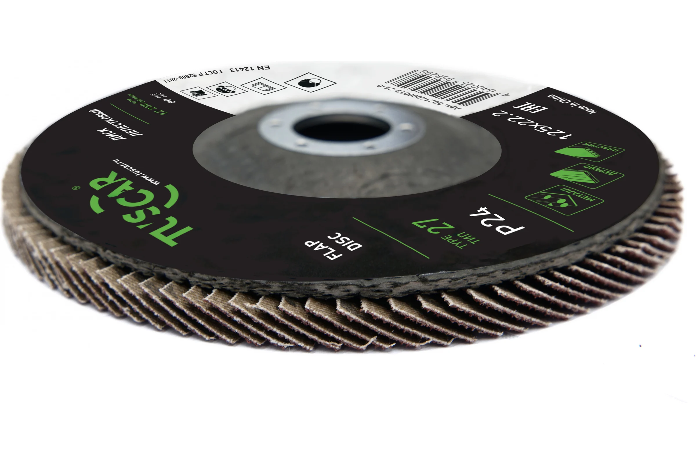 Диск лепестковый торцевой TUSCAR 125х22.2-T27, P 24, универсальный (10 штук) 50214000013-24-0