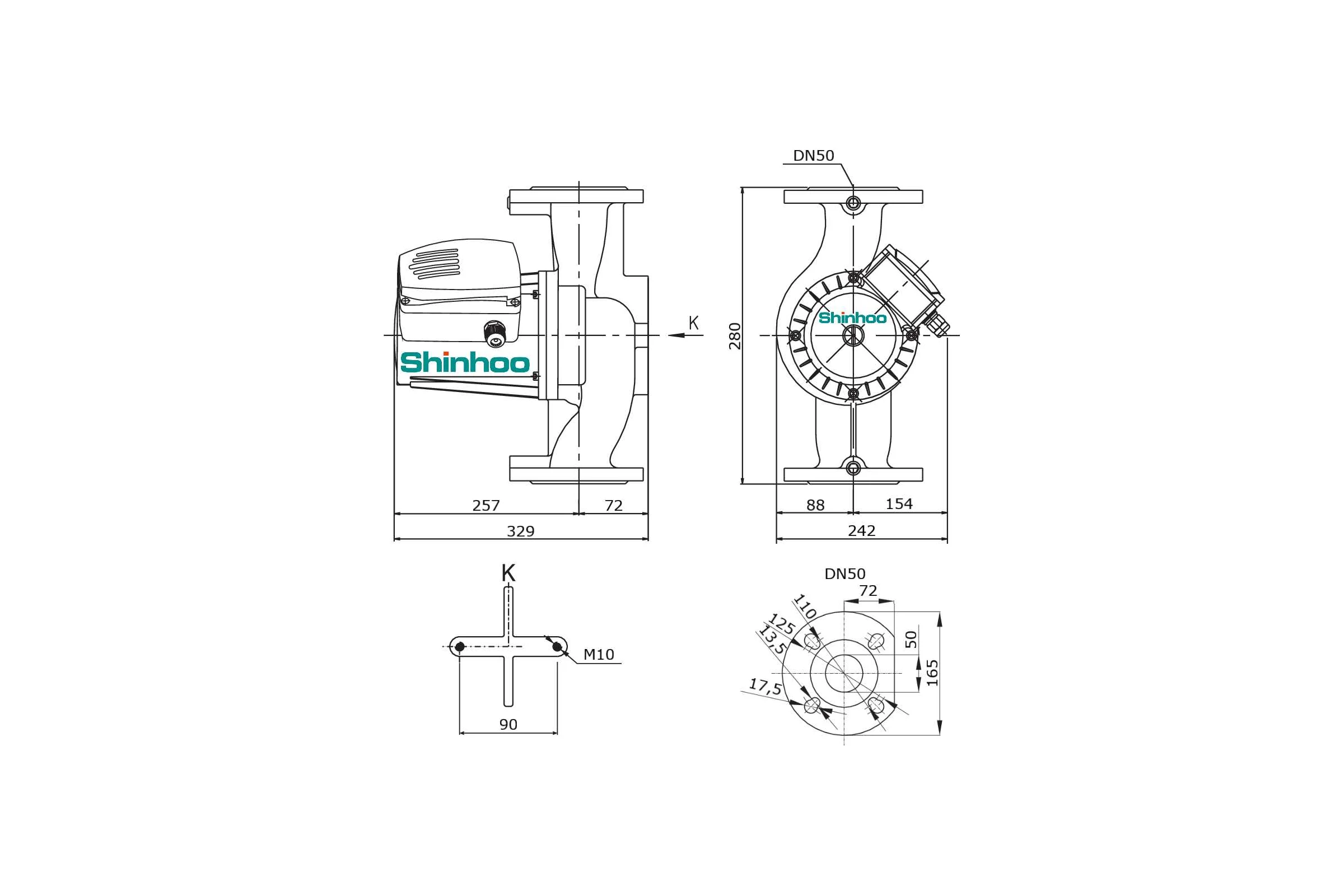 Насос циркуляционный BASIC PRO 50-16SF 1x230V SHINHOO 71241014