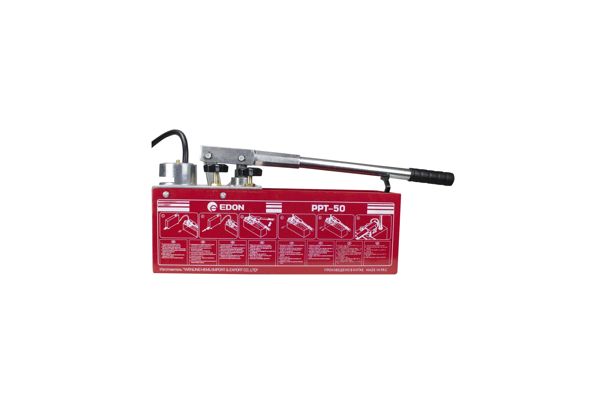 Насос опрессовочный EDON PPT-50 (50 бар, 12 л, 45 мл/такт, 1/2", манометр) 40589