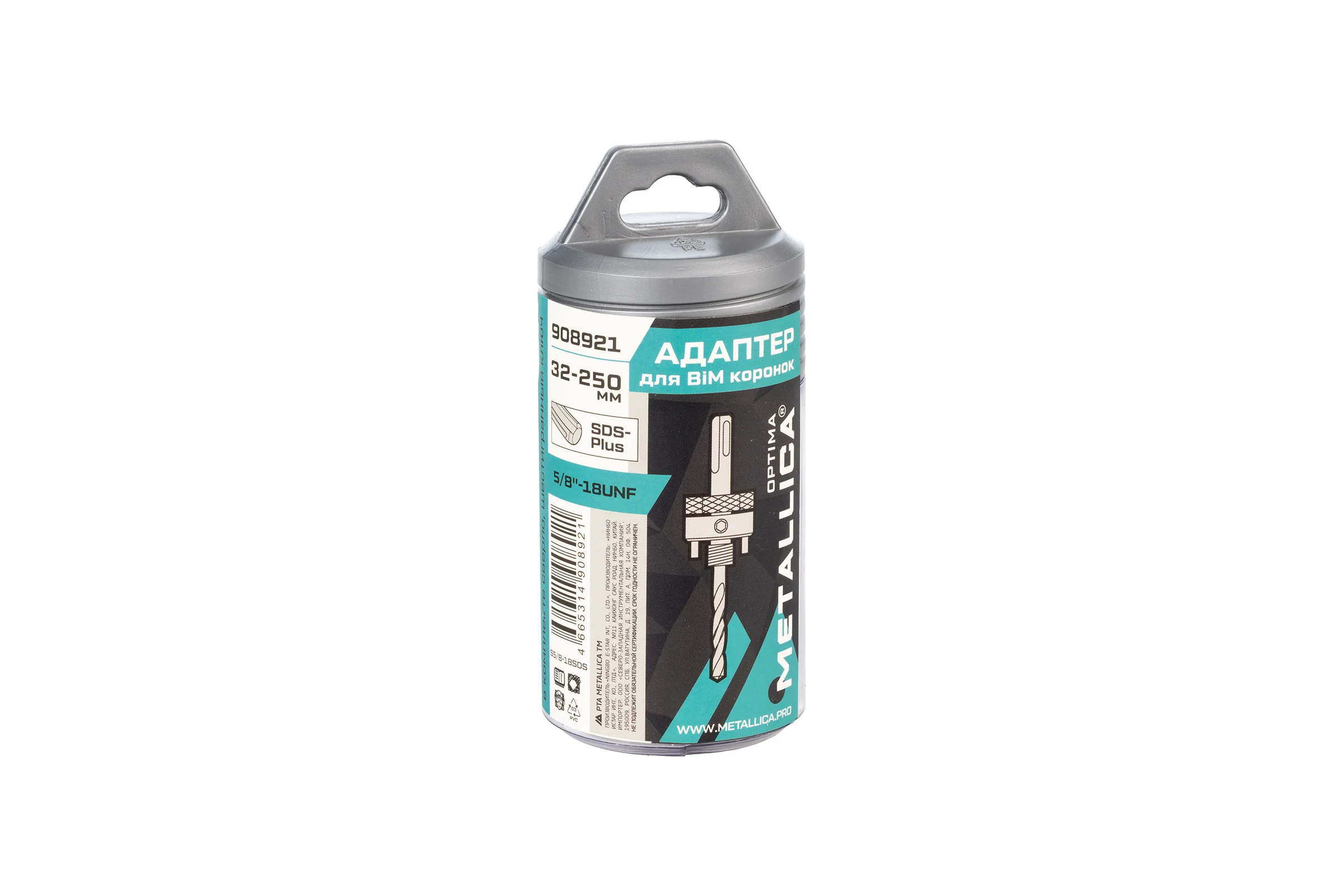 Адаптер METALLICA SDS-plus Optima для коронок BiM 32-250 мм, с резьбой 5/8-18UNF, с сверлом 908921