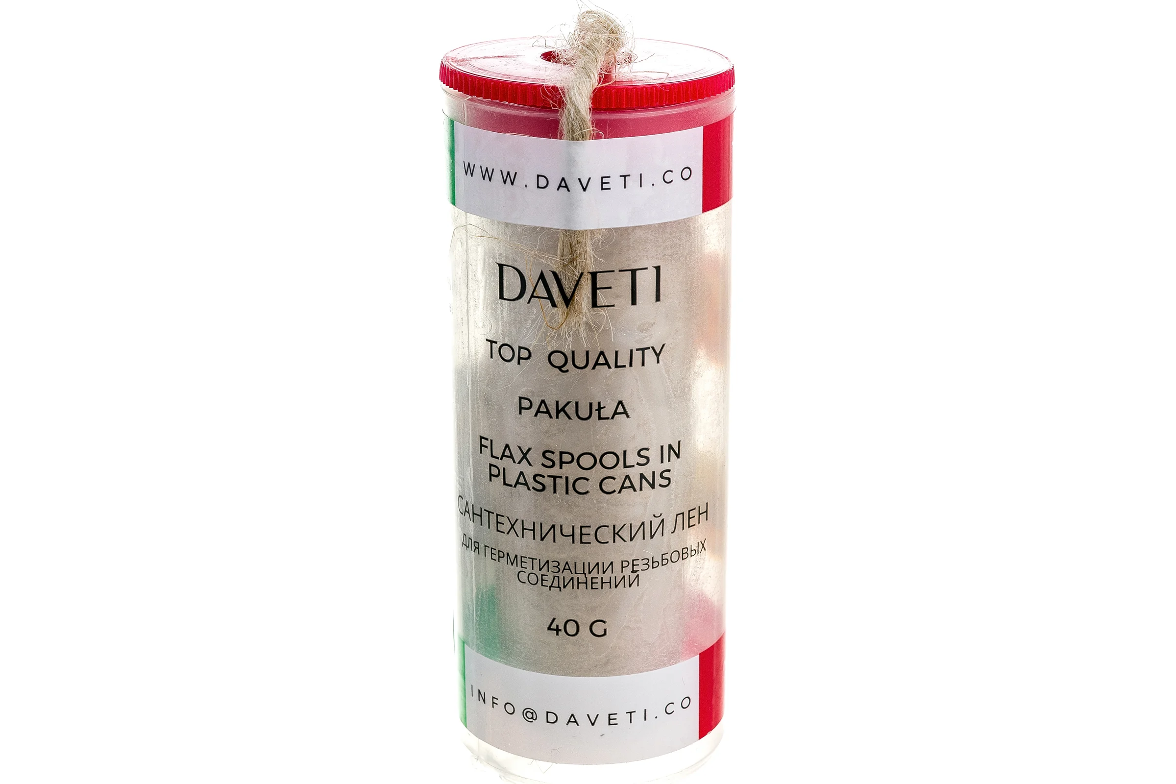 Сантехнический лён DAVETI в банке, 40 грамм, шпуля LEND40