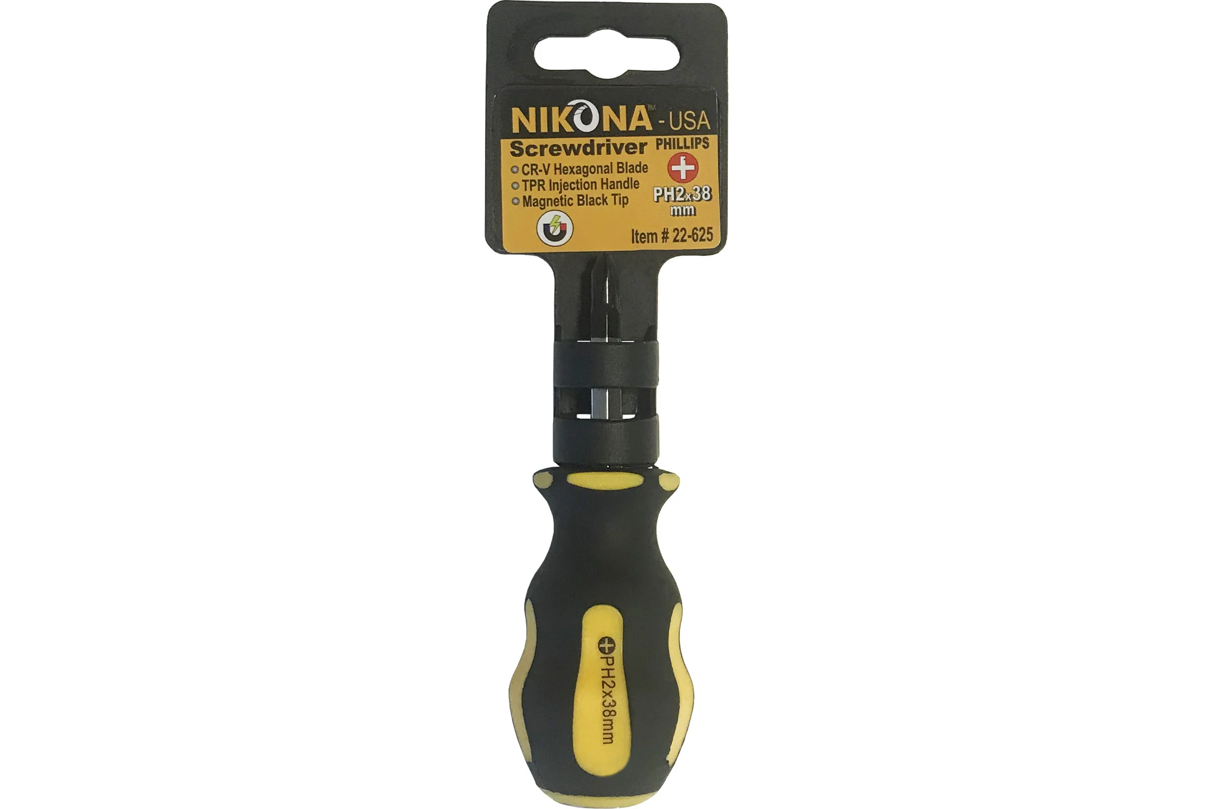 Крестовая отвертка NIKONA Cr-V, PH2x38 шестигранная 22-625