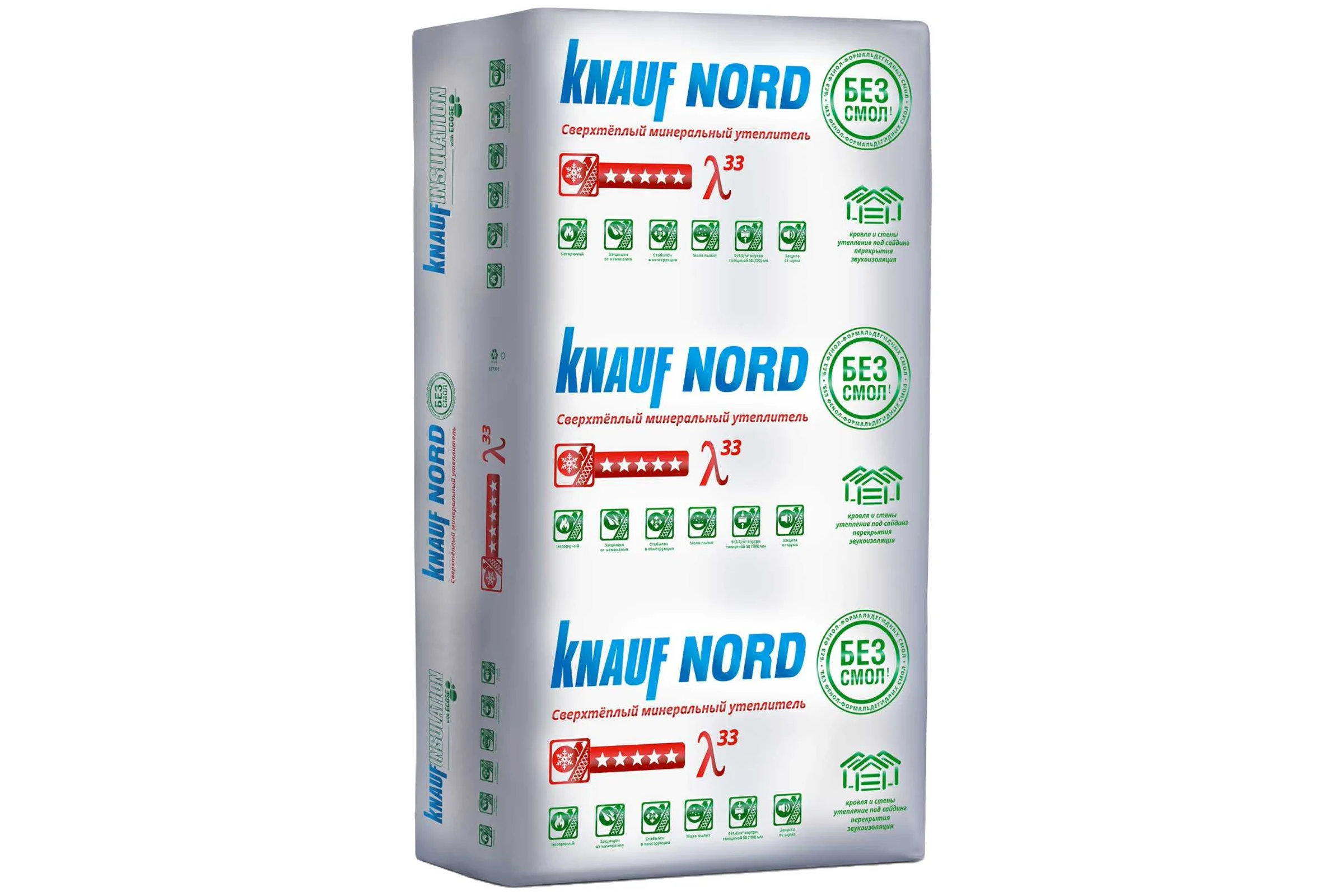 Утеплитель Knauf Insulation KNAUF NORD (100x600x1250 мм; 4,5 кв. м; 6 плит в упаковке) 728447