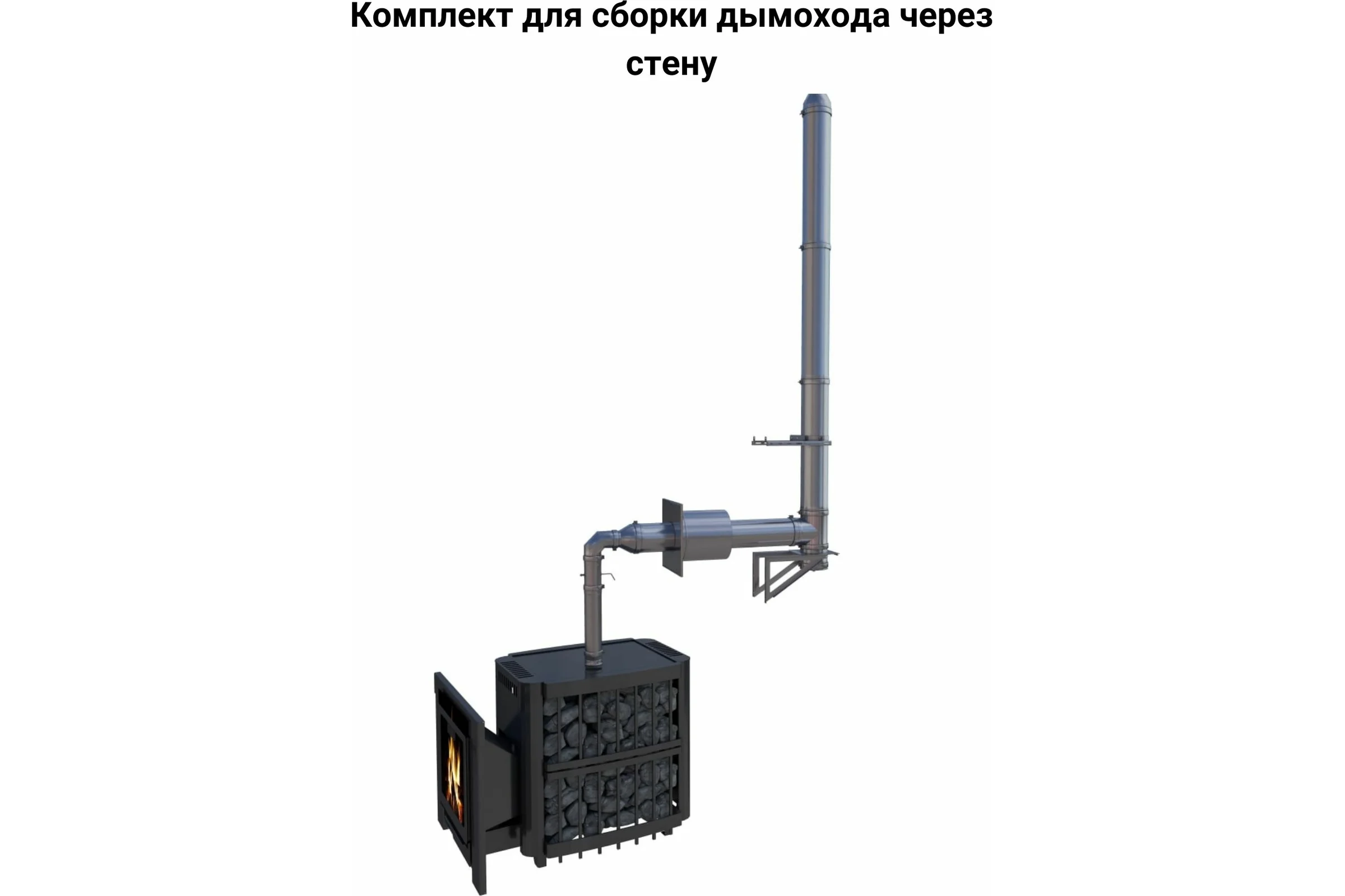 Комплект для сборки дымохода через стену Прок 115/200 мм aisi430/0.8 мм - aisi430/0.5 мм ПР004