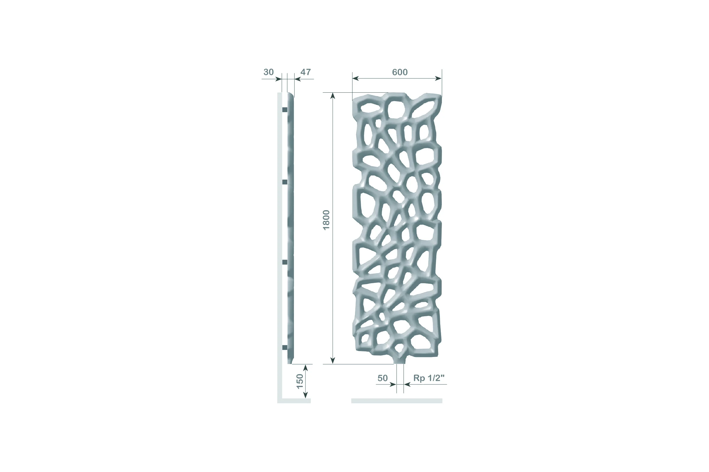 Дизайн-радиатор Primoclima Geom 1800 RAL9016