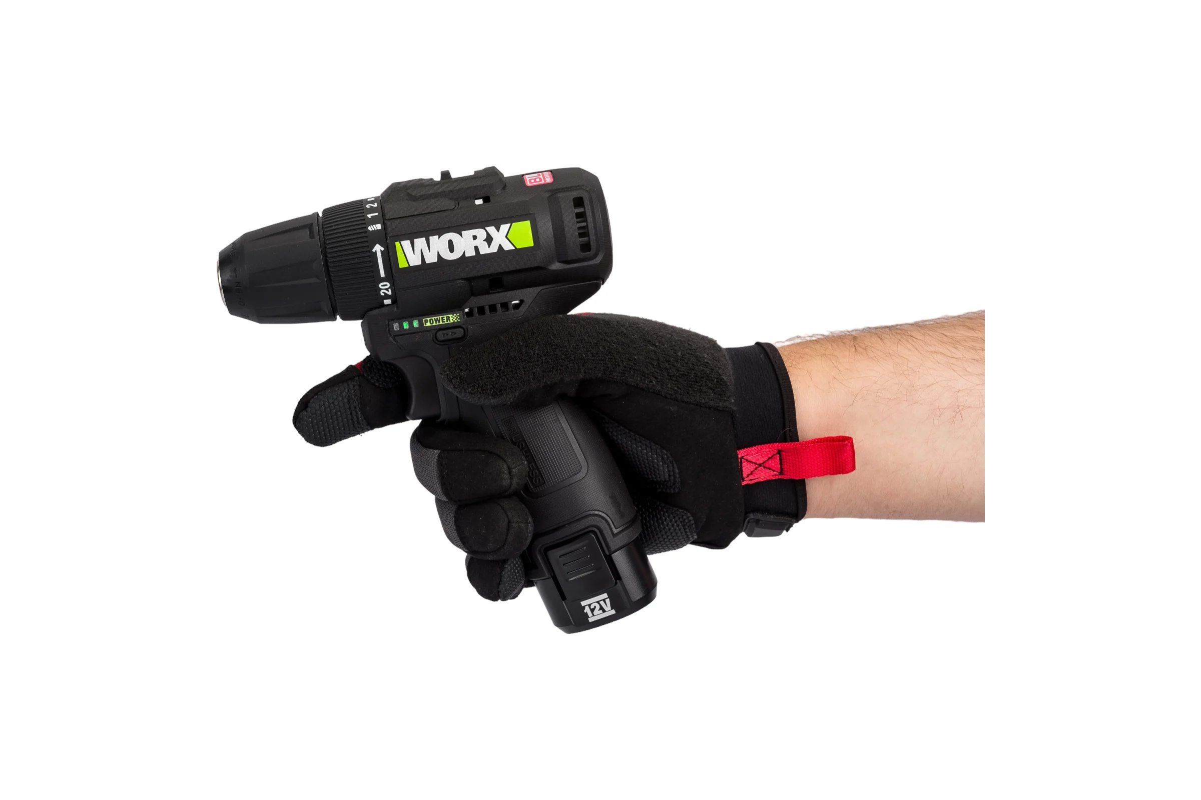 Аккумуляторная дрель-шуруповерт WORX Professional 12В, 38Нм, 2Ач х2 + 1,5 А WE210.2