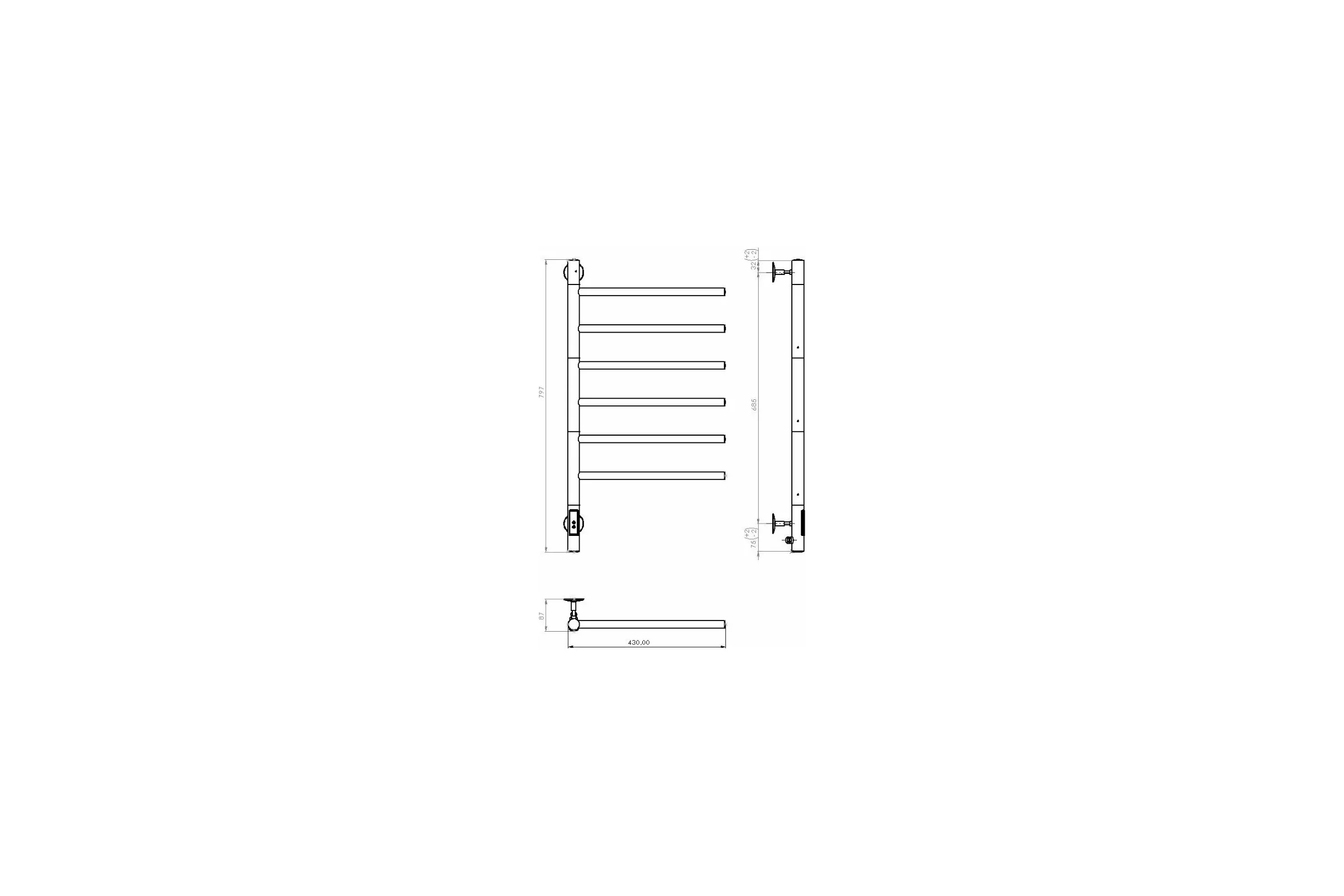 Электрический полотенцесушитель VINCEA 43x80, хром, таймер VTD-1S2CE
