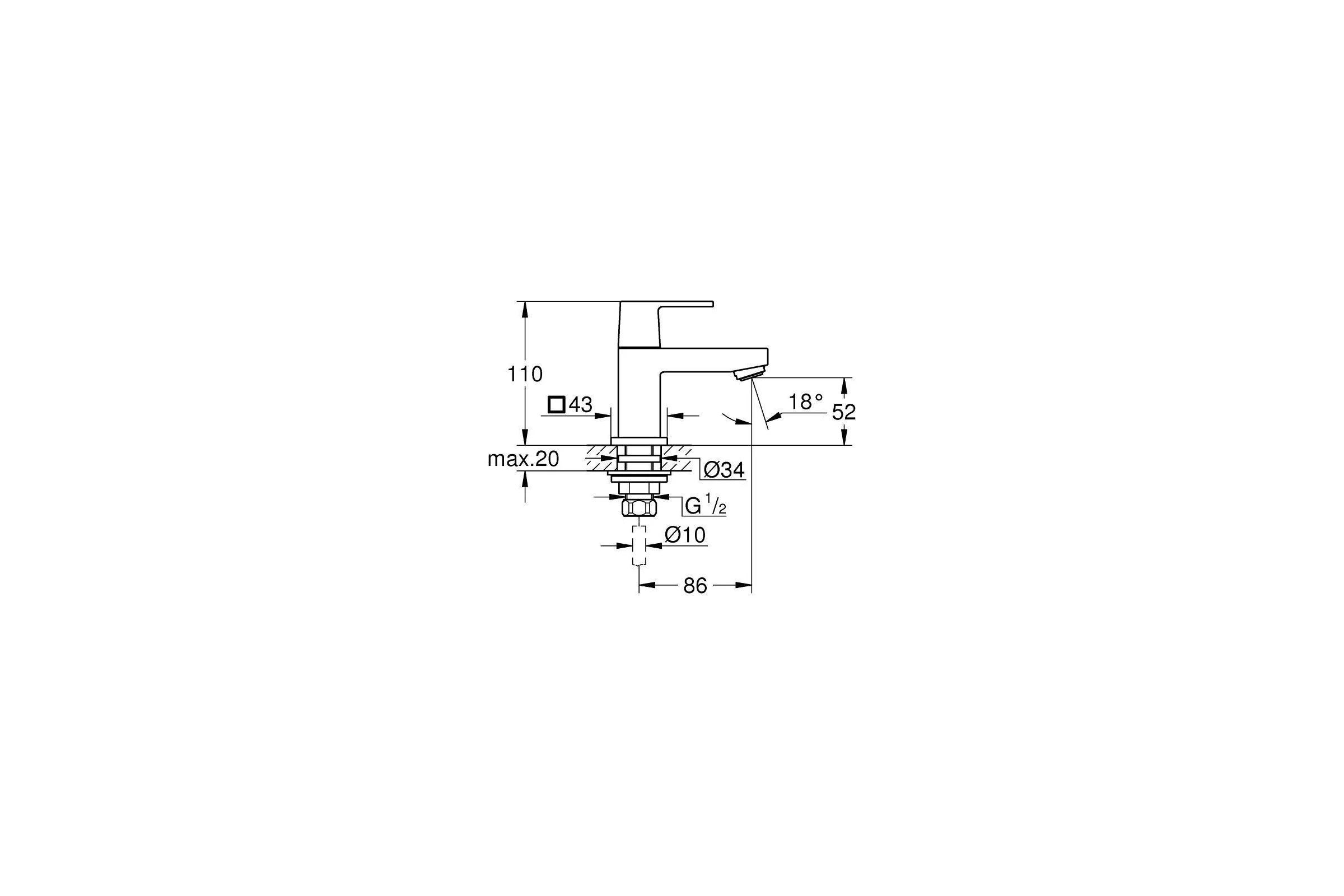 Вентиль для раковины GROHE Eurocube, без функции смесителя, хром 23137000