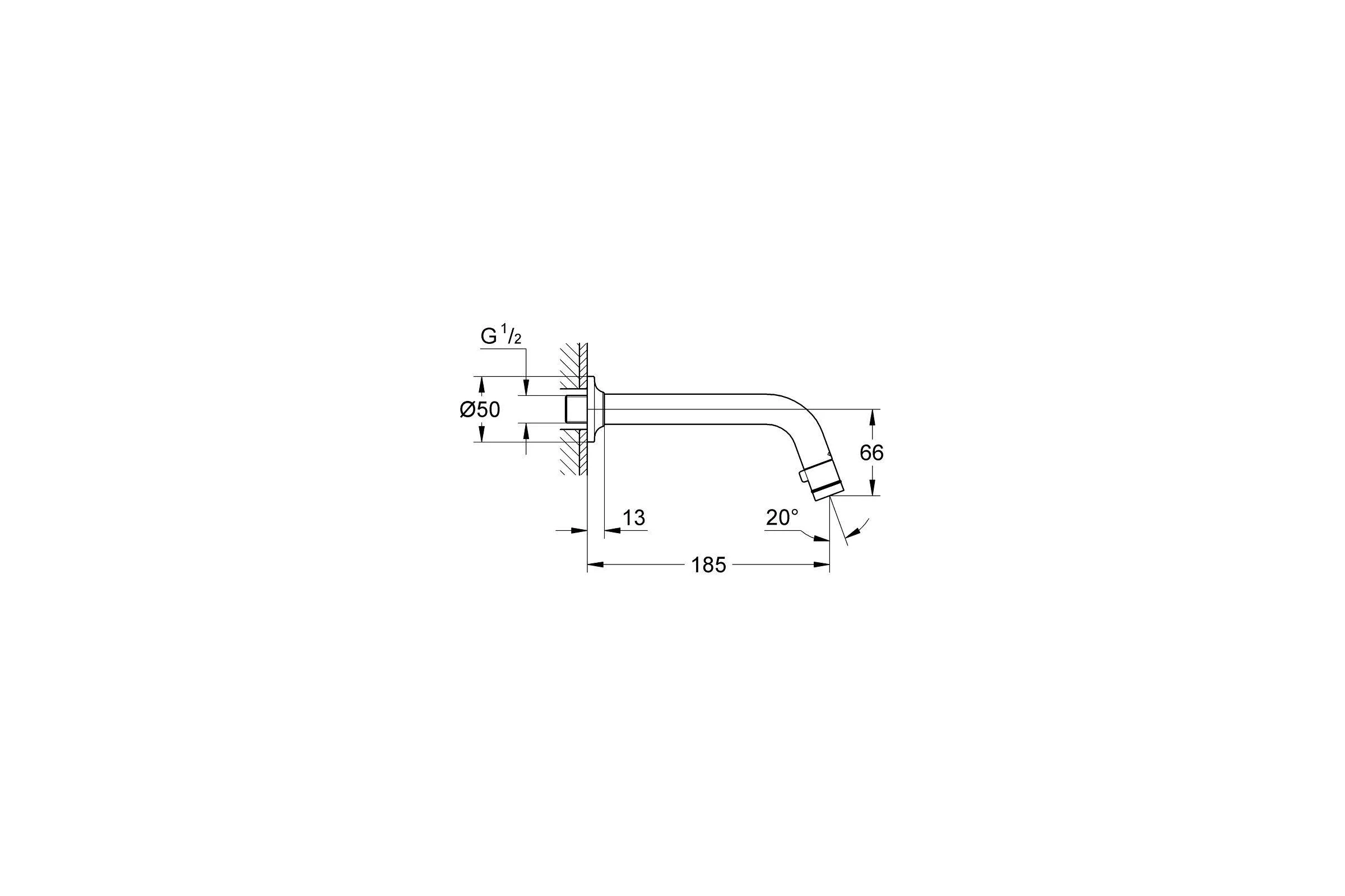 Вентиль для раковины GROHE Universal настенный, без функции смесителя, вынос 185 мм, хром 20203000