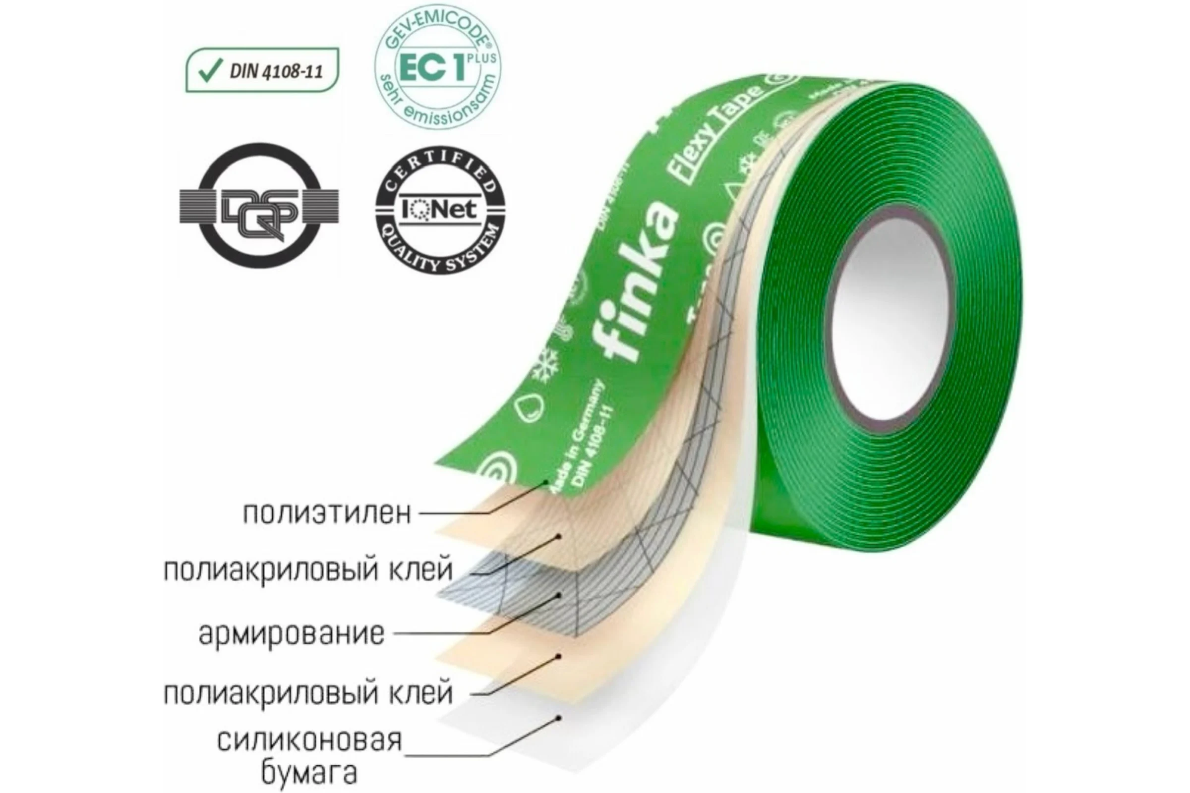Клейкая лента Finka Flexy Tape 50 ммх25 м для склейки мембраны и пароизоляции, армированная FFT5025