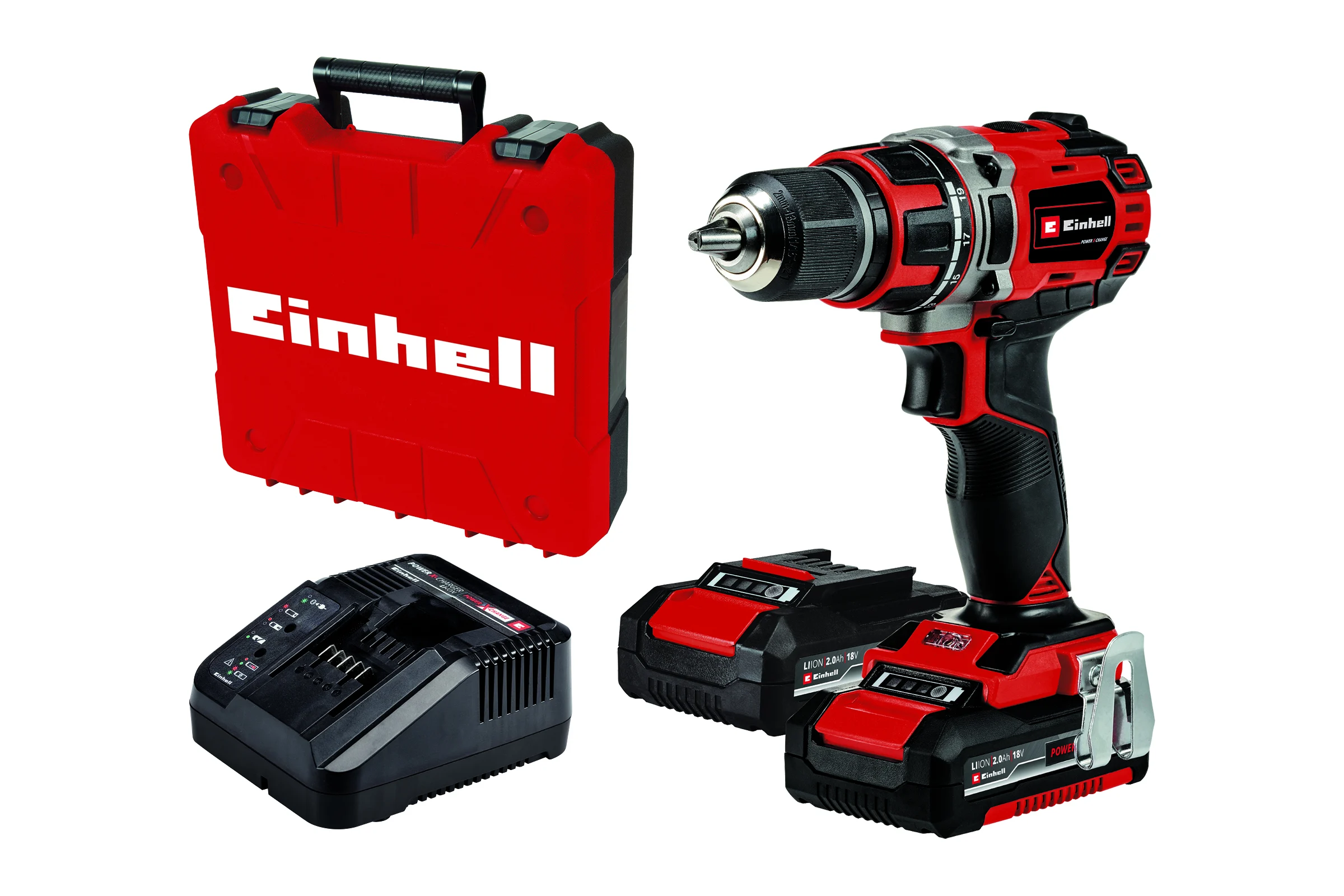 Аккумуляторная дрель Einhell pxc te-cd 18/50 li bl, 18в, 50нм, патрон 13мм, 2x2,0 ач, кейс 4513896