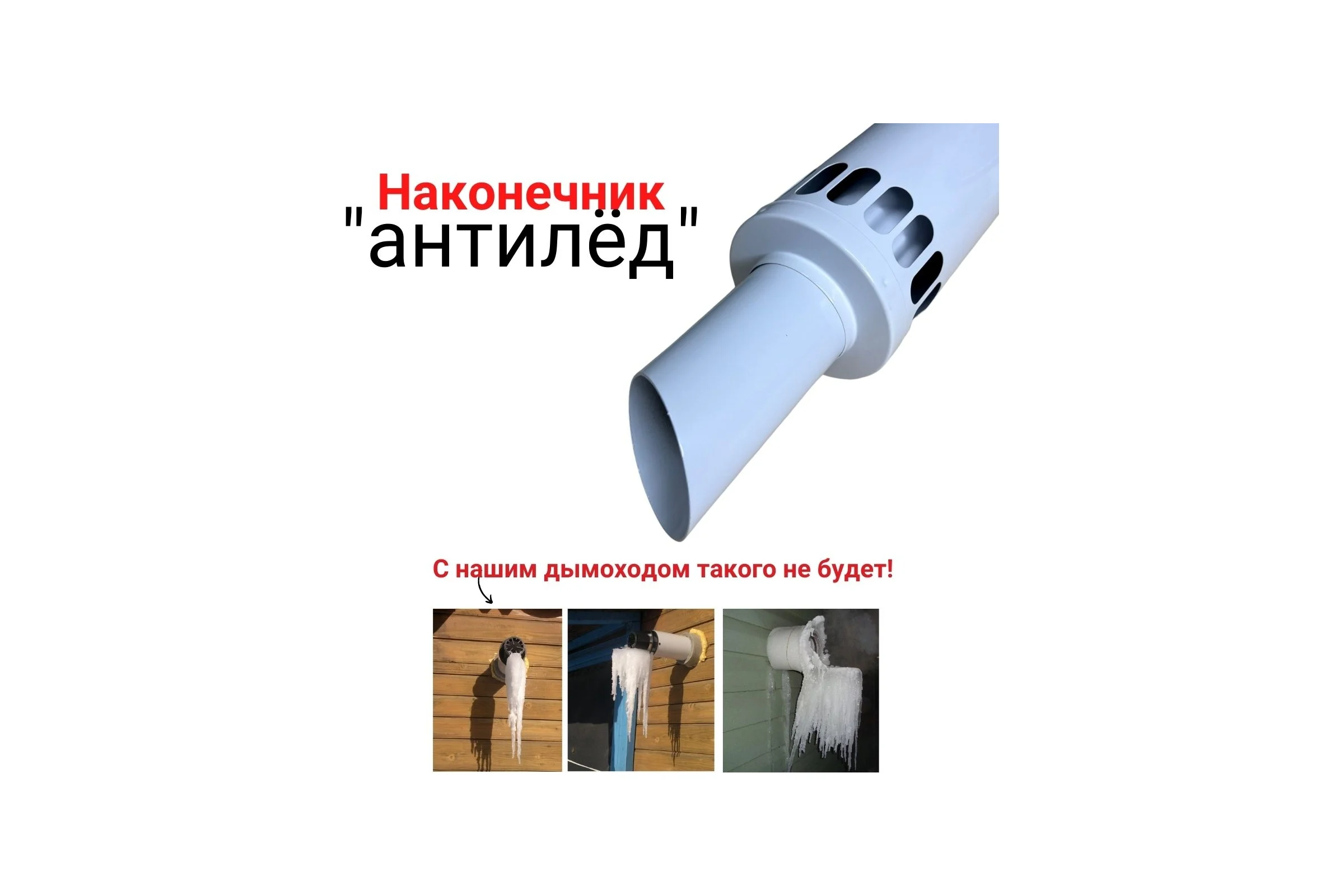 Дымоход (комплект) коаксиальный с наконечником антилед 60/100 мм для котлов viessmann 750 мм Прок ПР782989