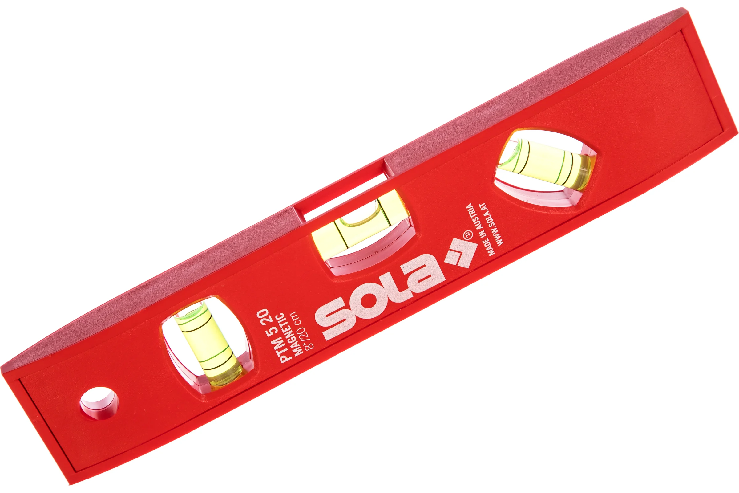 Пластиковый магнитный уровень, L=20 см, 3 глазка SOLA PTМ 5 01430601
