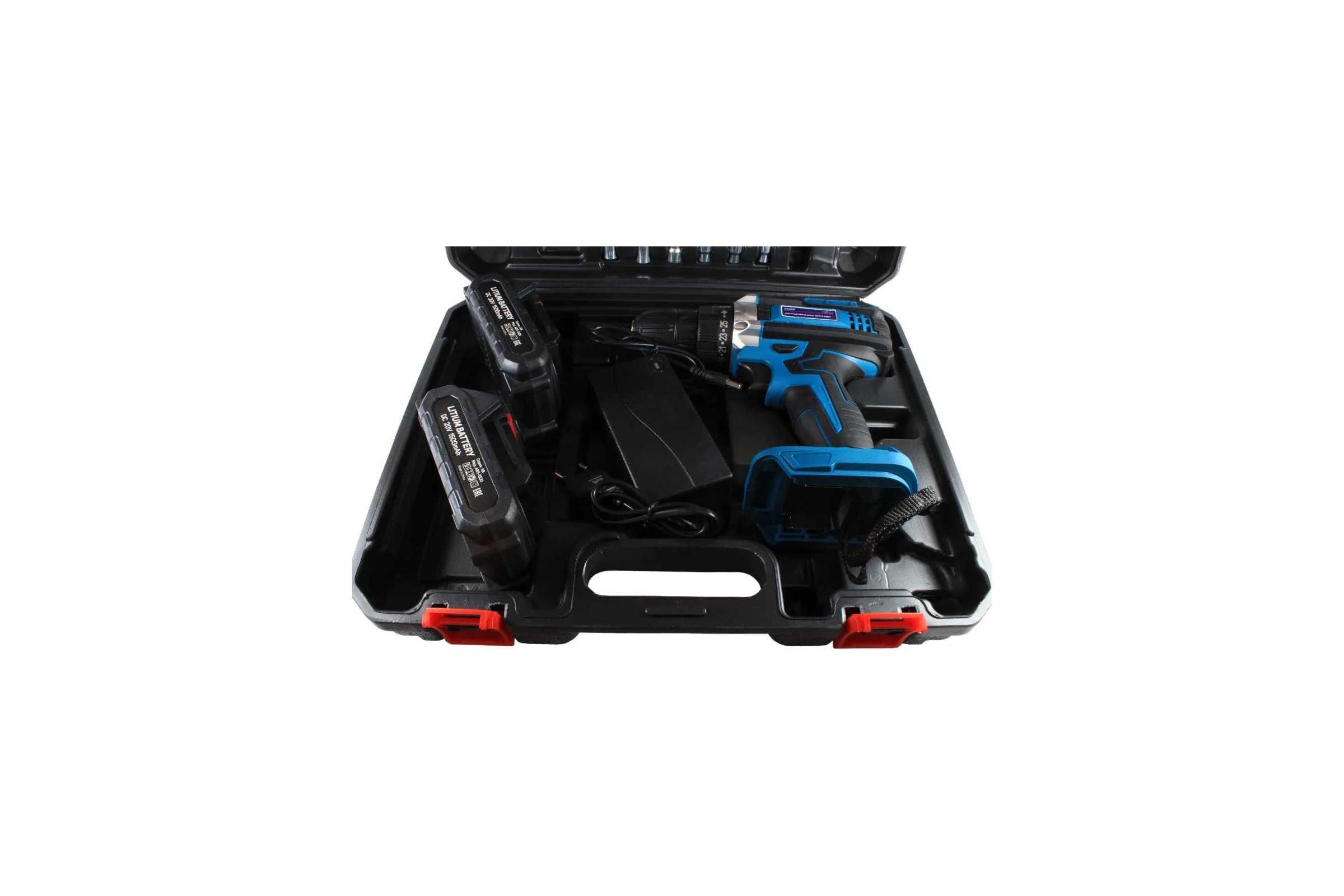 Аккумуляторная дрель-шуруповерт AktiTool CD20G SET (20 В, 2 аккум  1500 мАч, кейс, гибкий удлинитель, сверла, биты)  101209