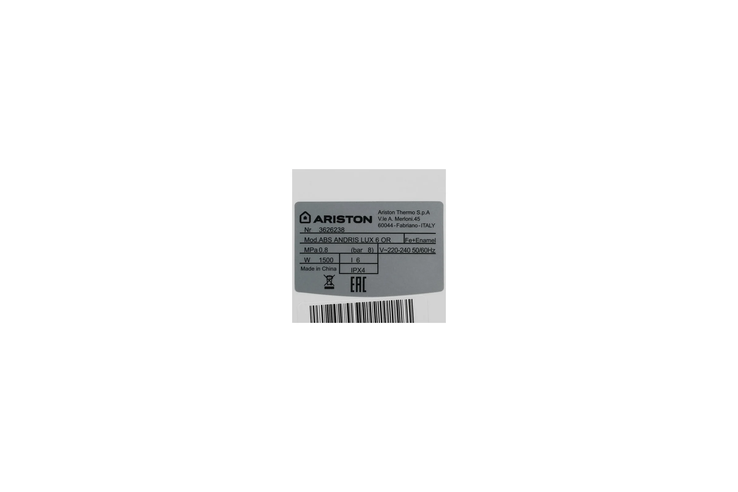 Накопительный водонагреватель Ariston ABS ANDRIS LUX 6 OR 3626238