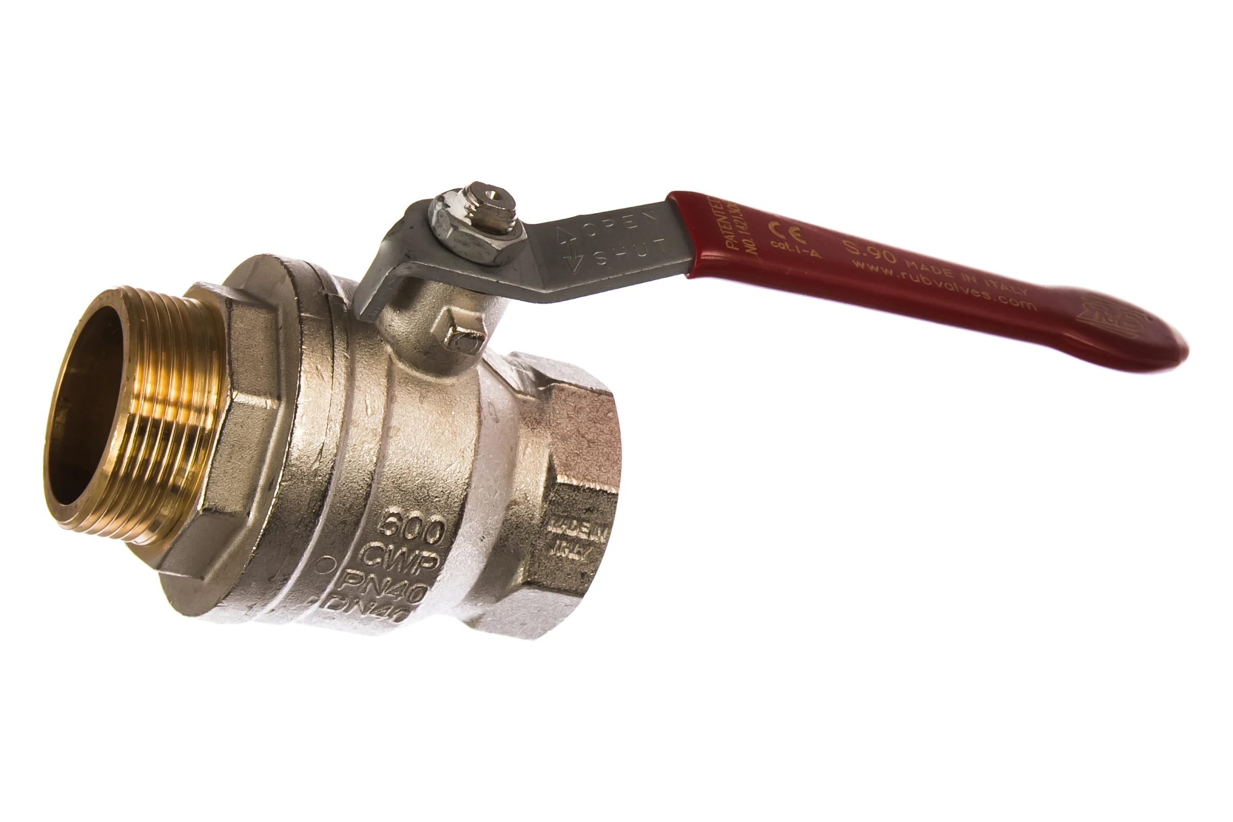 Шаровой кран RuB, 1 1/2" DN40 PN40, ВР-НР, серия MILANO (S.90), ручка S90H20