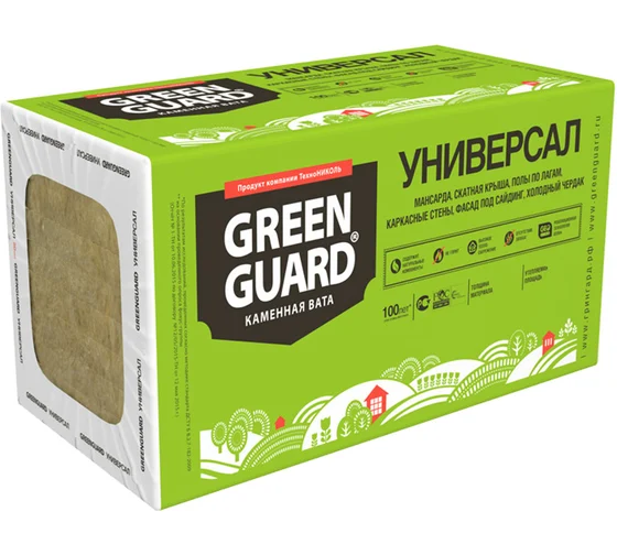 Каменная вата GreenGuard Универсал (4 шт; 1200х600х100 мм) ТЕХНОНИКОЛЬ тов-162107