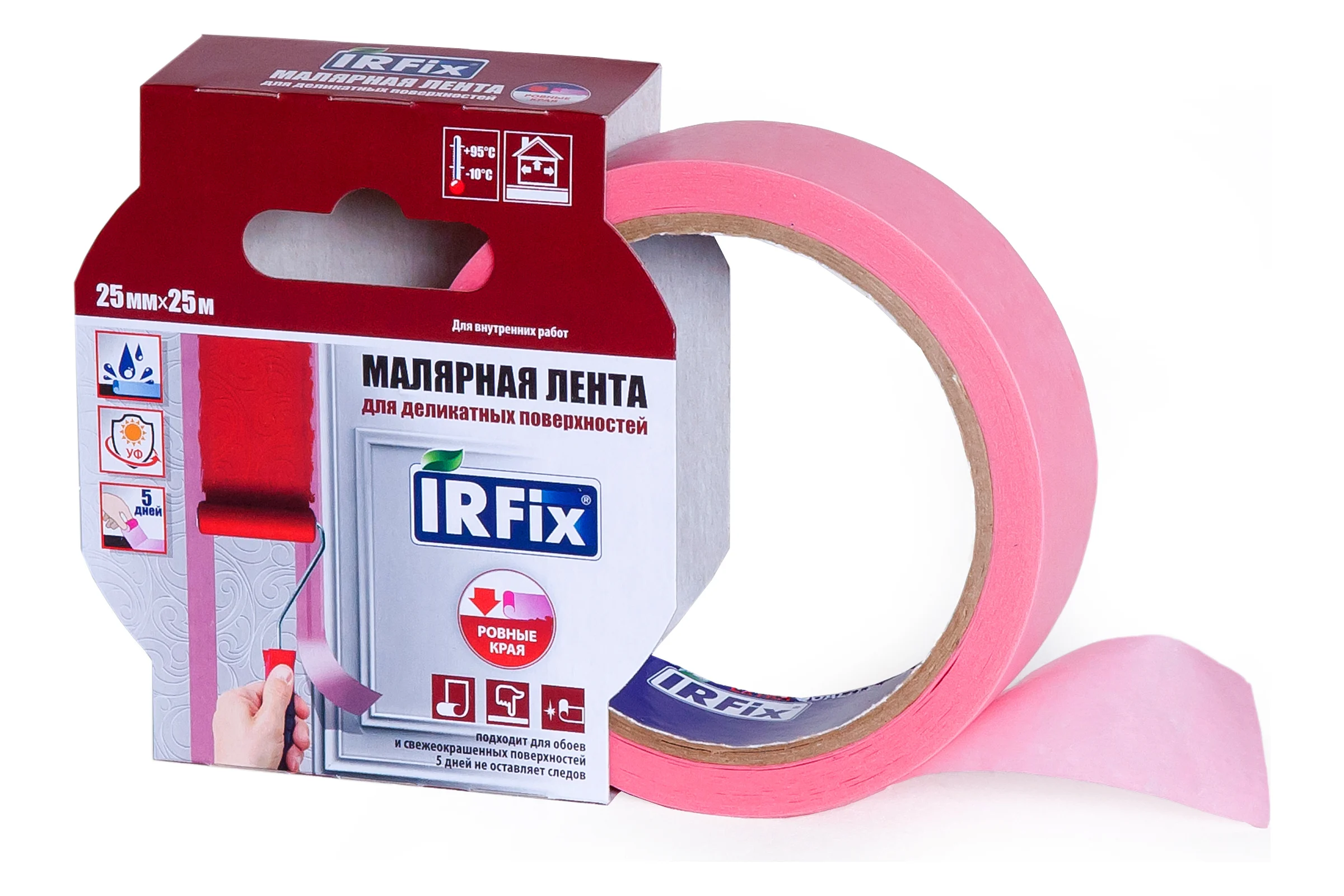 Малярная лента для деликатных поверхностей IRFIX EXTRA 25 мм, 25 м, розовая Mr.SiL 30083