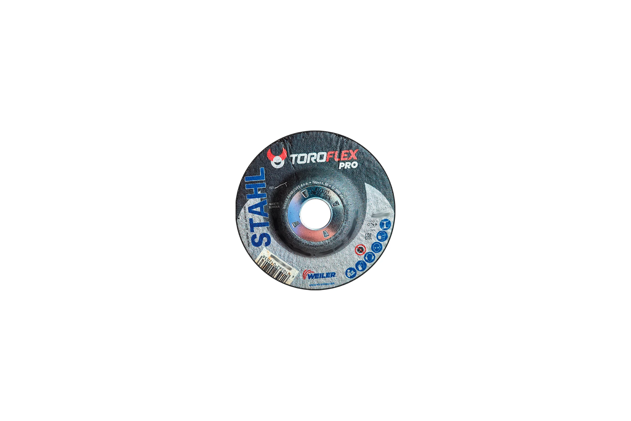 Круг шлифовальный по стали F27 180x6.5x22.23 мм, A24S-BF PRO TOROFLEX 4010362012050